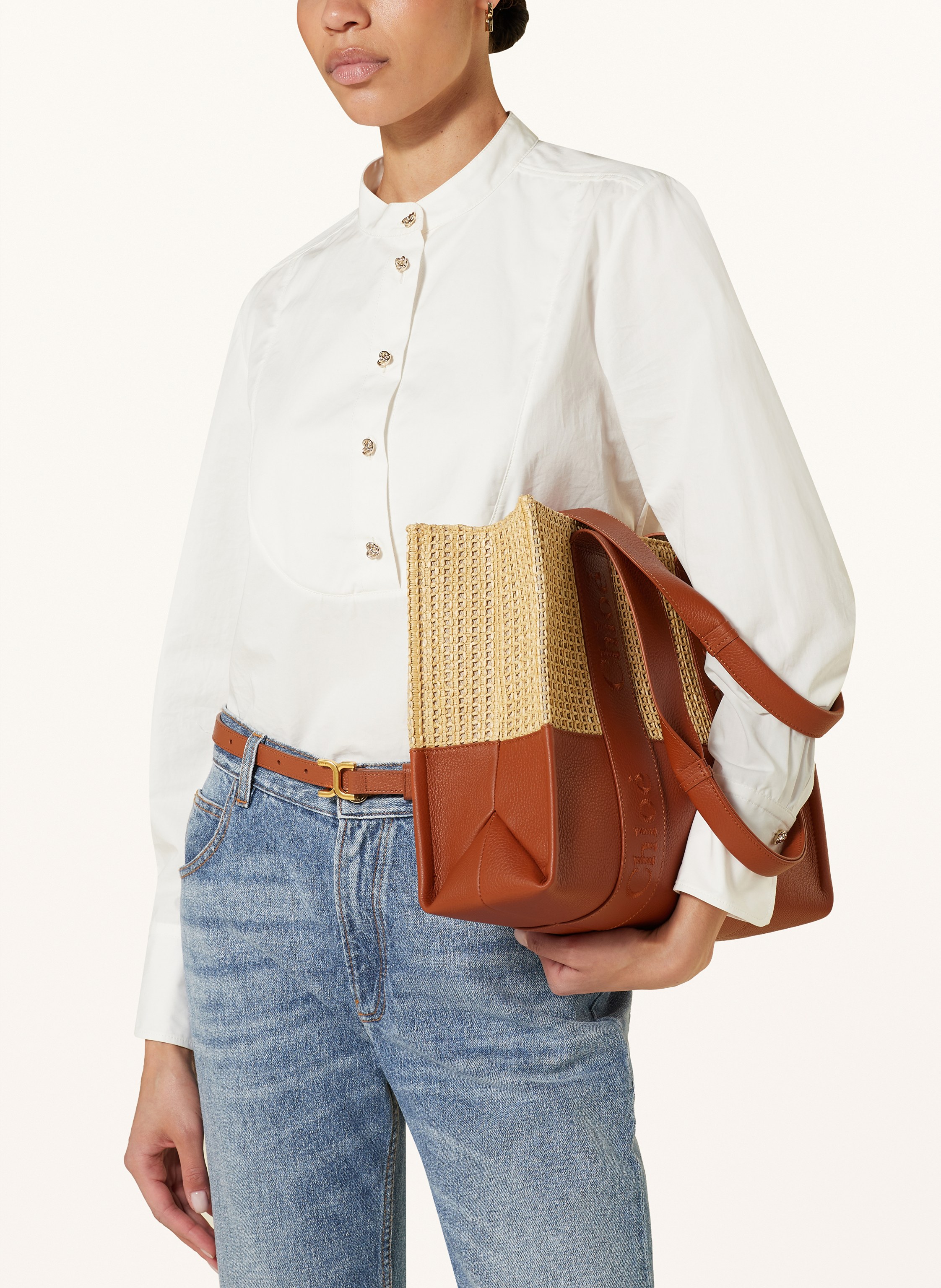 Thumbnail - Chloé Shopper Woody beige
