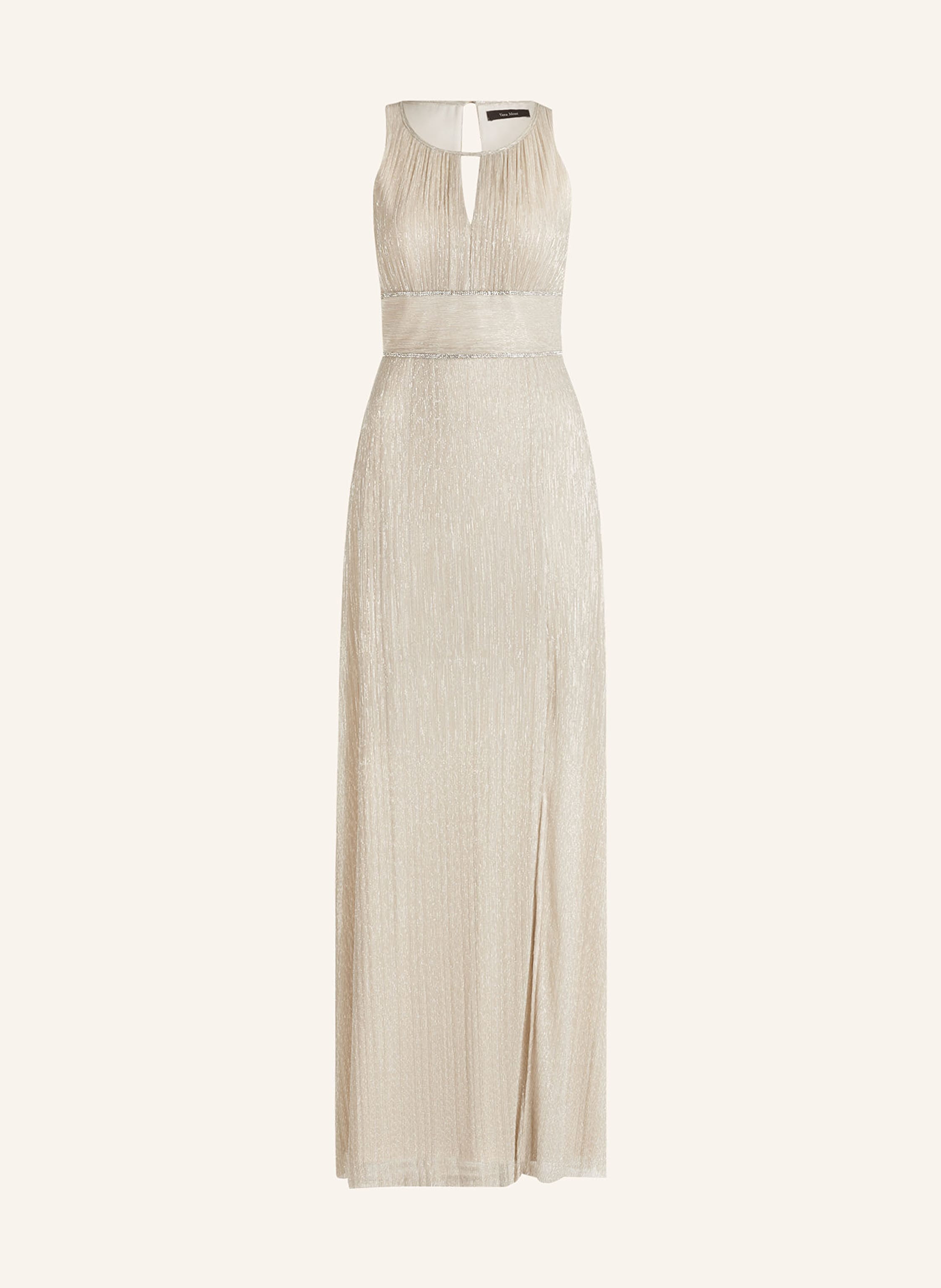 Vera Mont Evening dress with glitter thread and decorative gems in gold silver