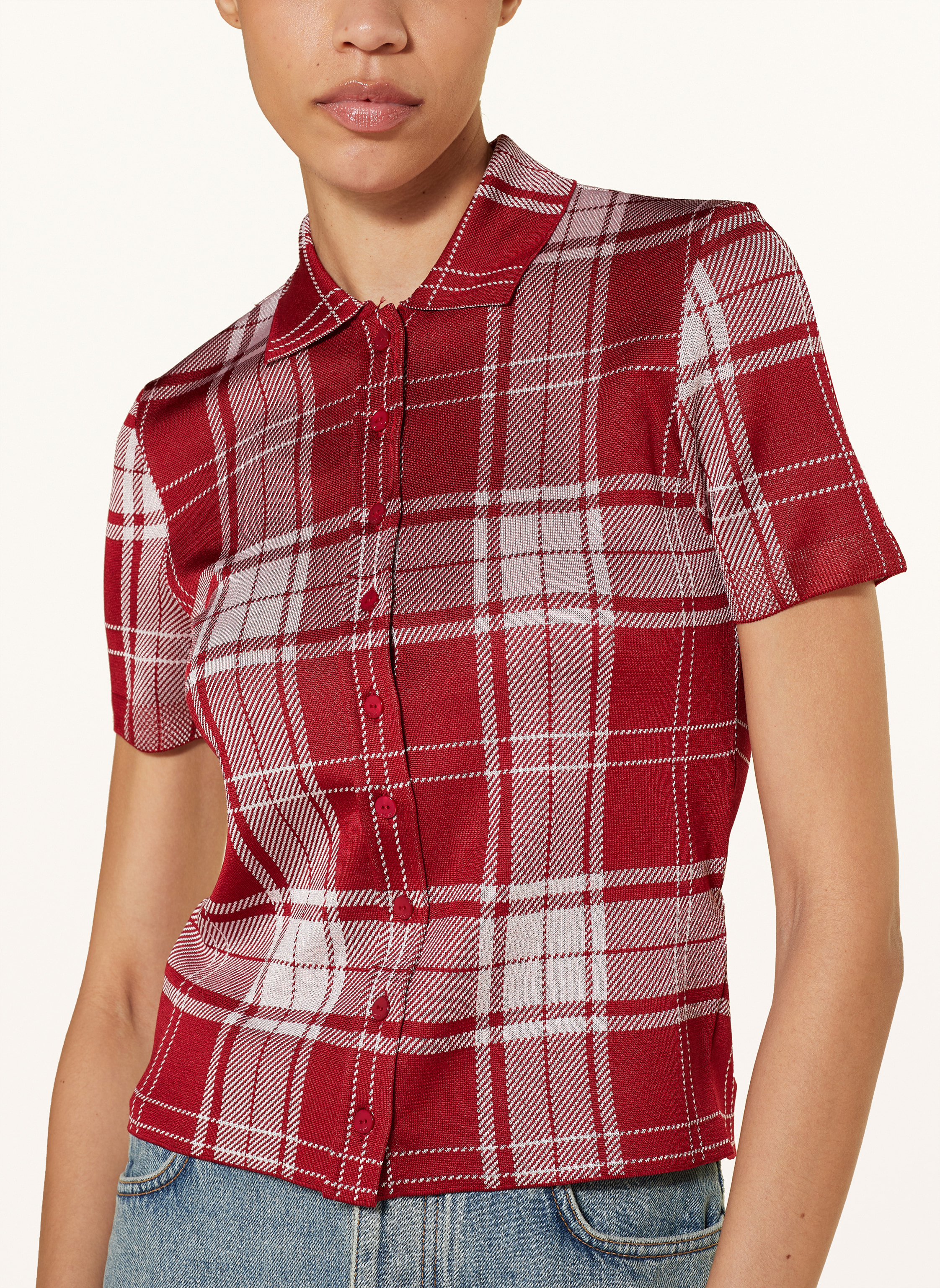 Thumbnail - Loewe Strickbluse Aus Seide rot