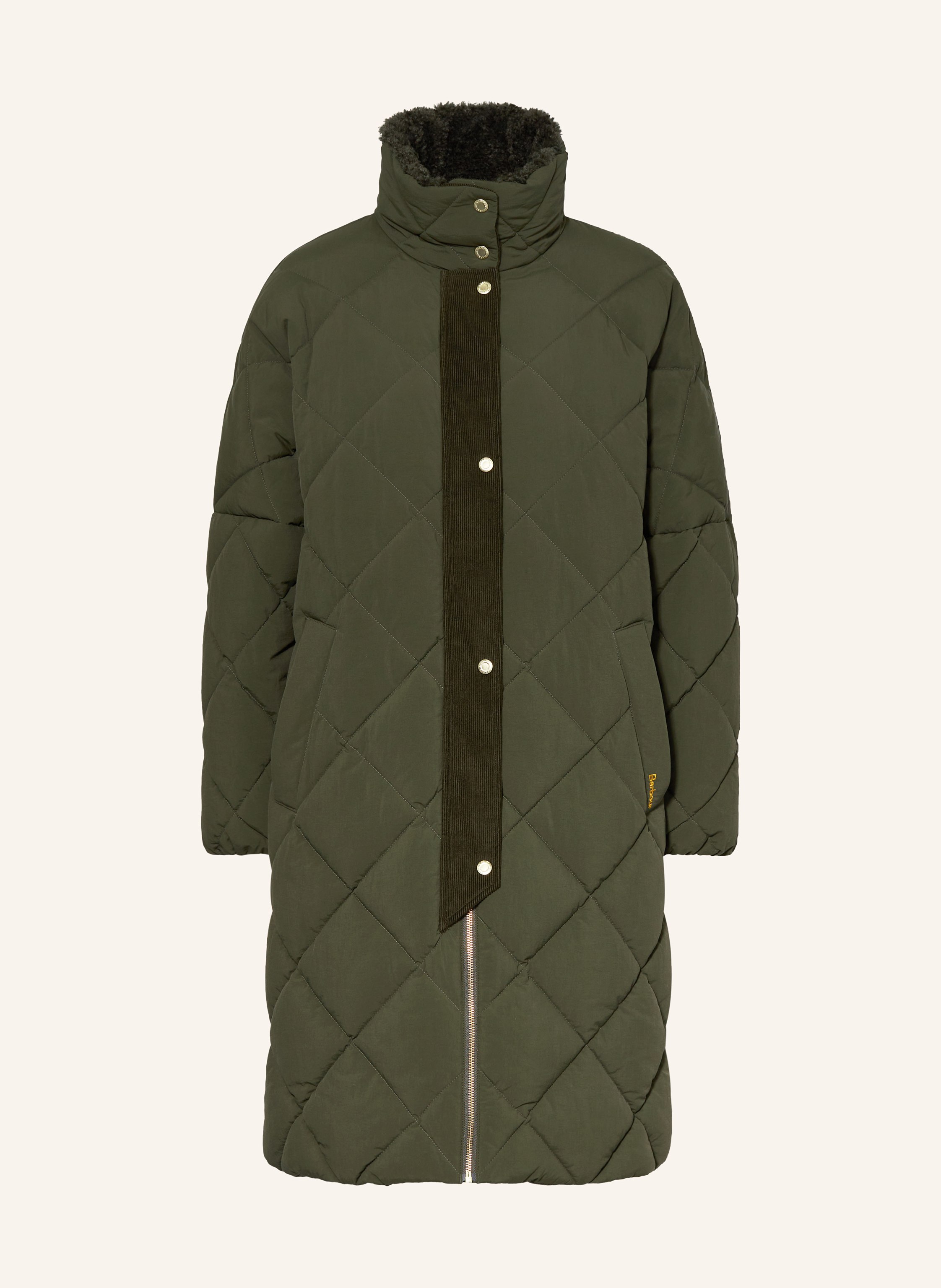 Barbour Steppmantel BEARNIE mit Teddyfell in oliv
