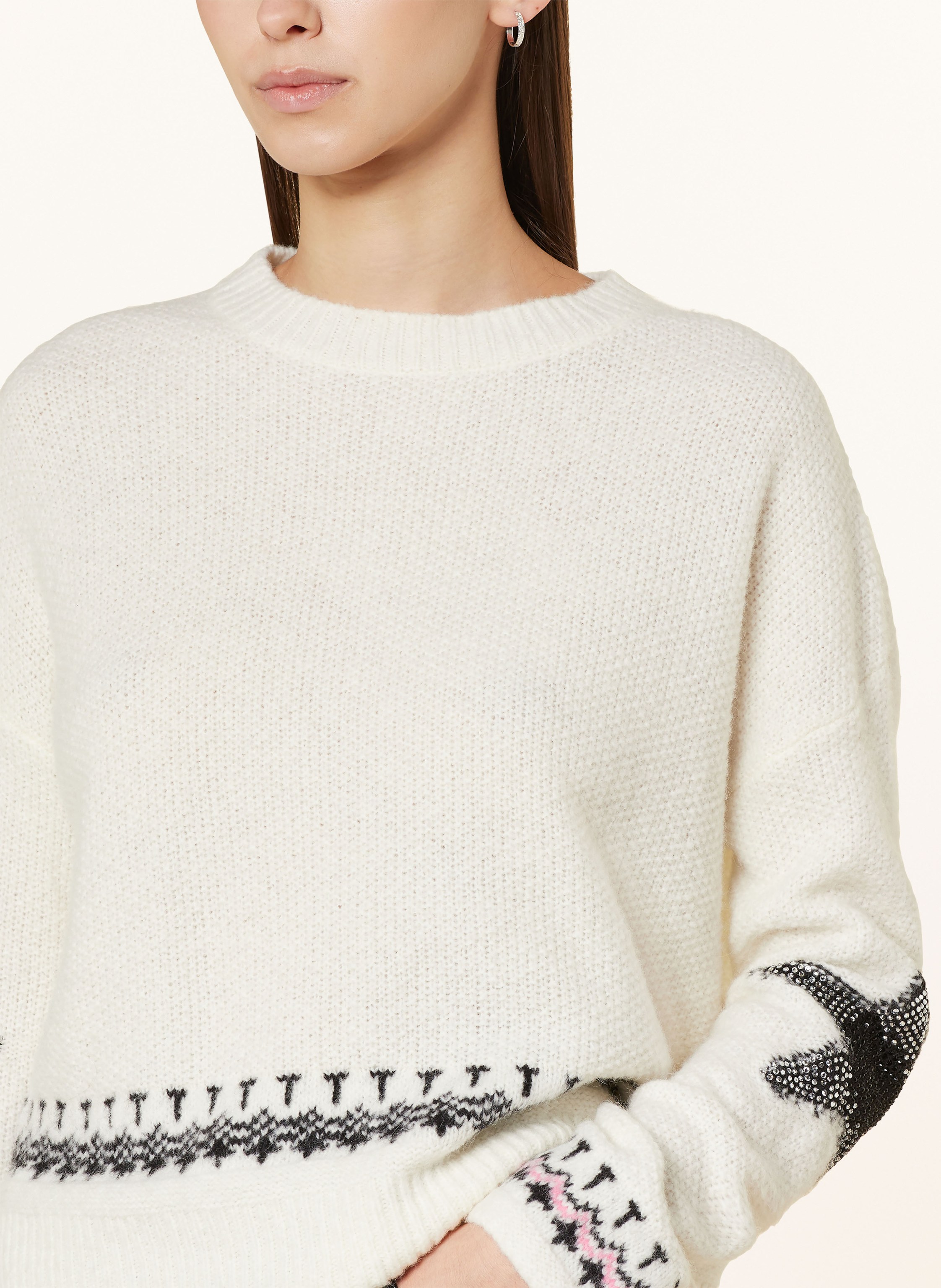 Thumbnail - Frogbox Pullover Mit Schmucksteinen weiss