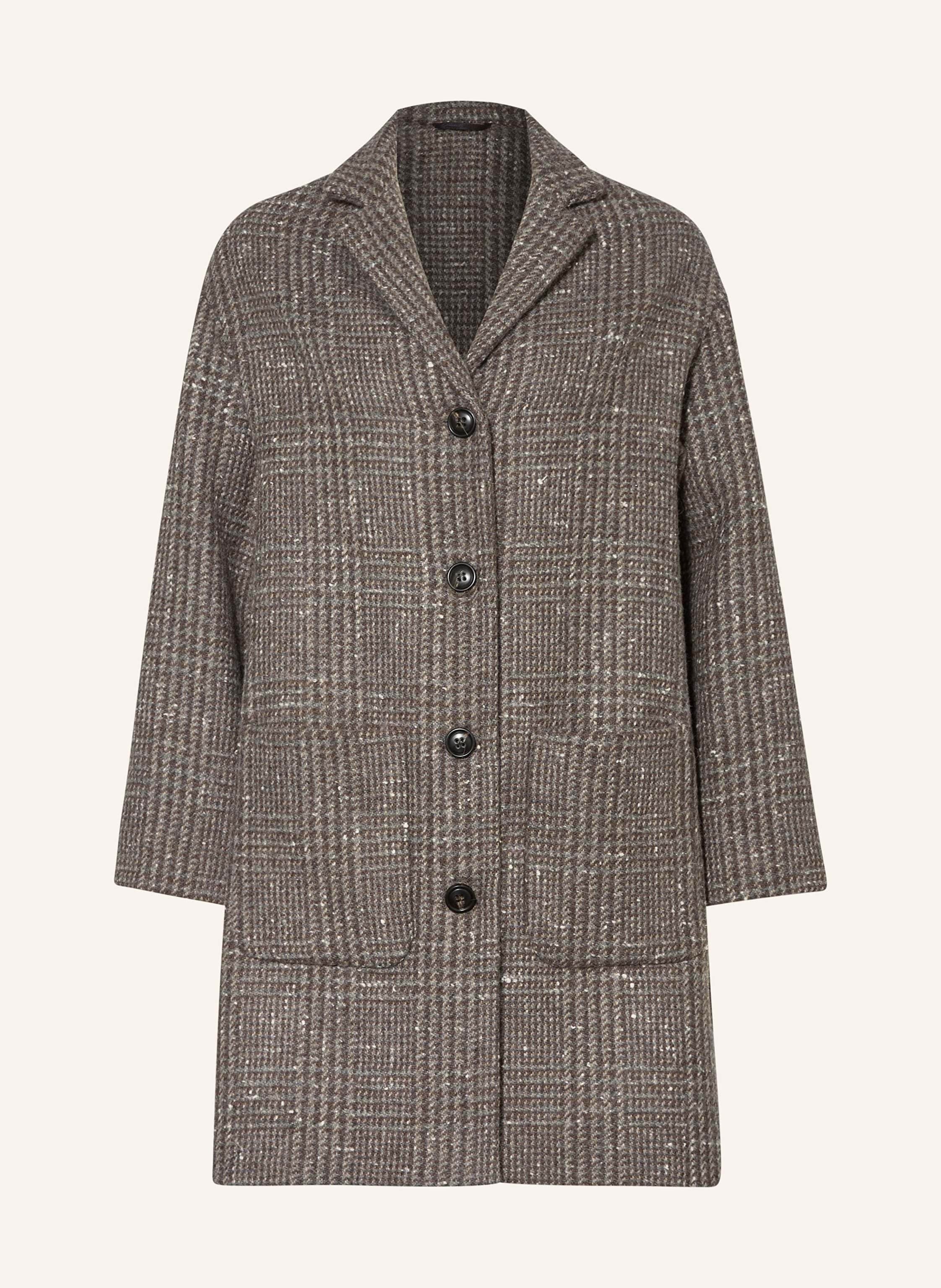 Kiltie Wool coat PAUL in dark brown/ beige/ gray