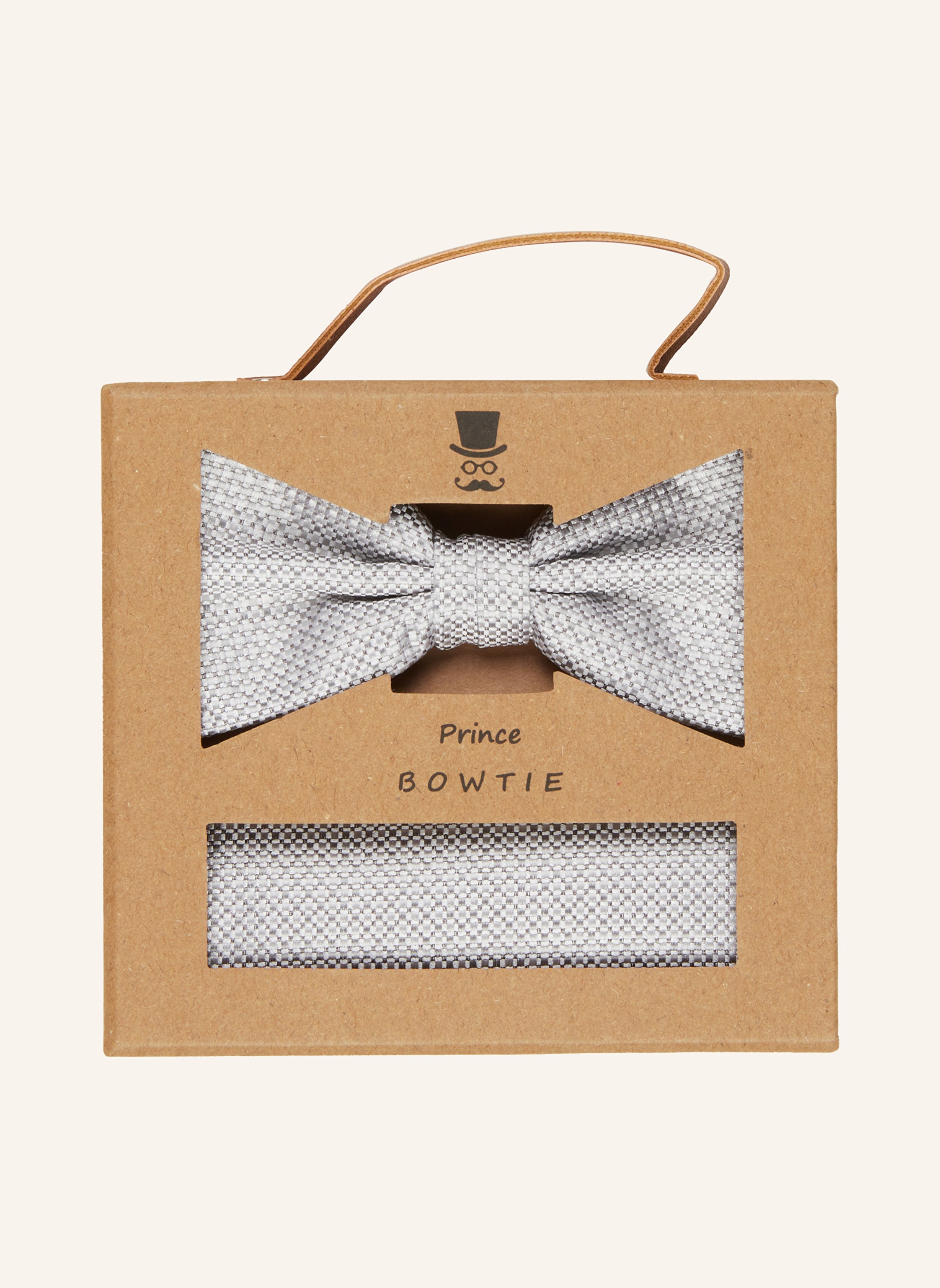 Thumbnail - Prince Bowtie Set: Fliege Und Einstecktuch silber