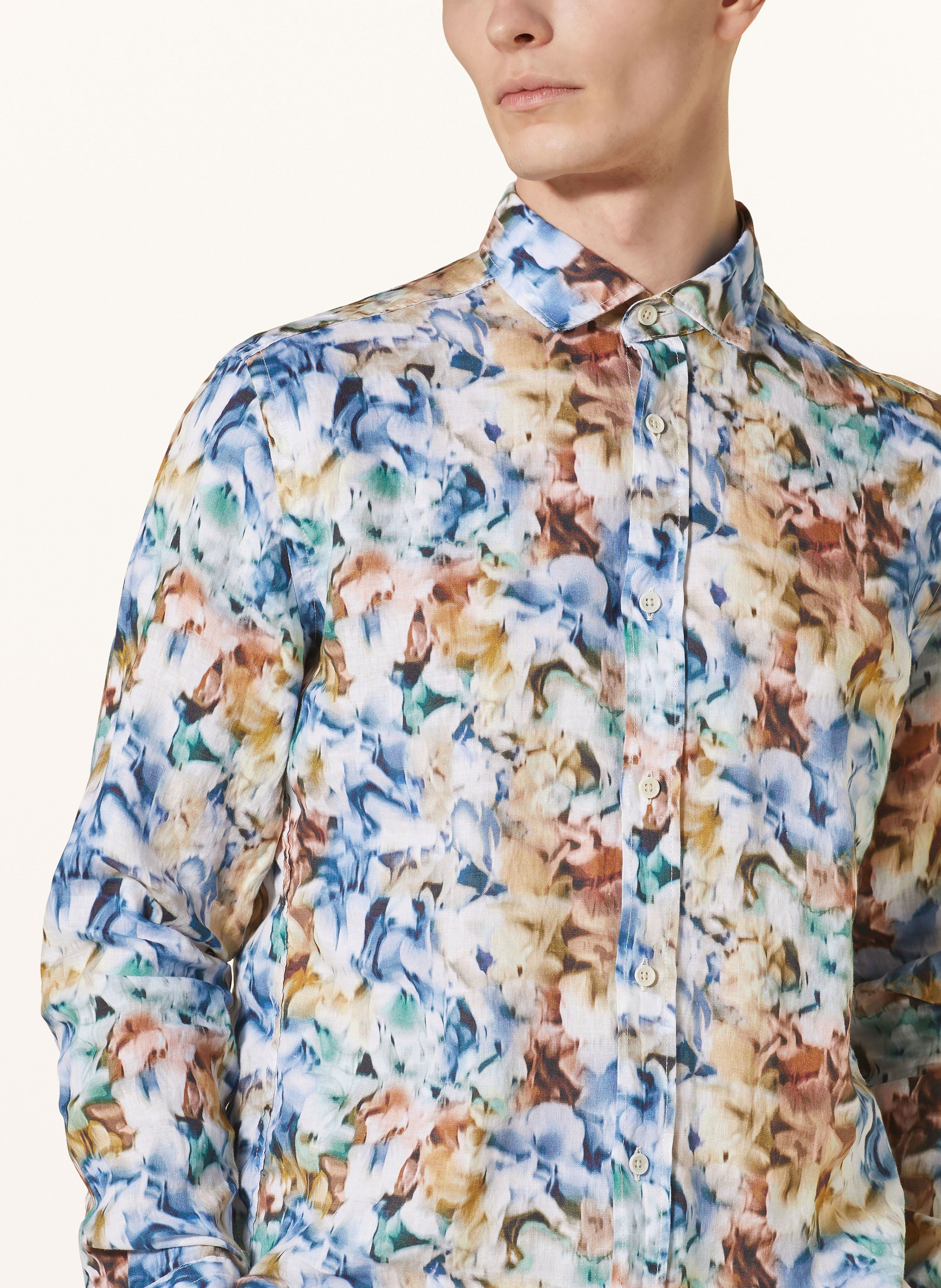 Thumbnail - Olymp Leinenhemd Casual Regular Fit blau