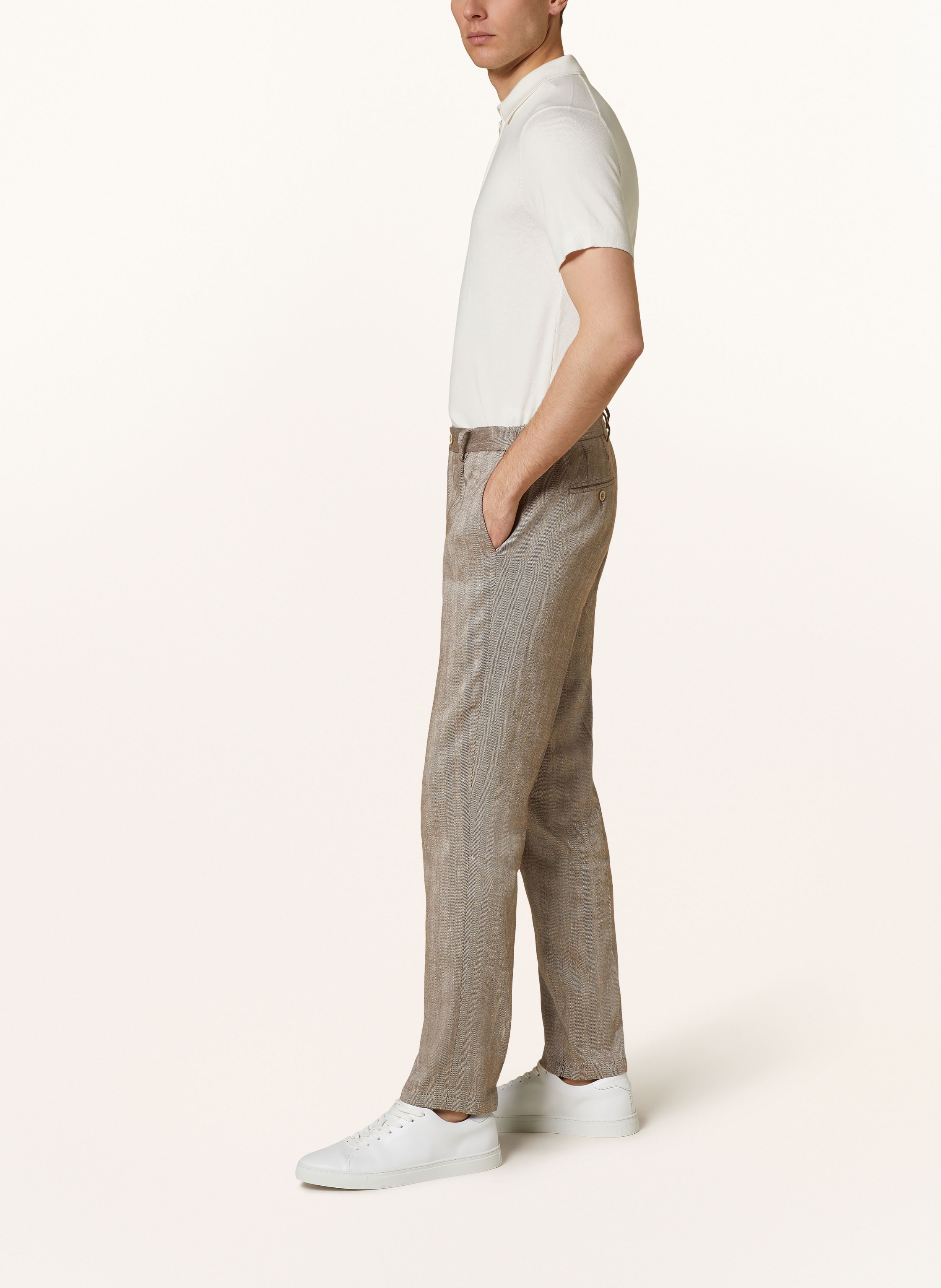 Thumbnail - Paul Anzughose Slim Fit Mit Leinen braun