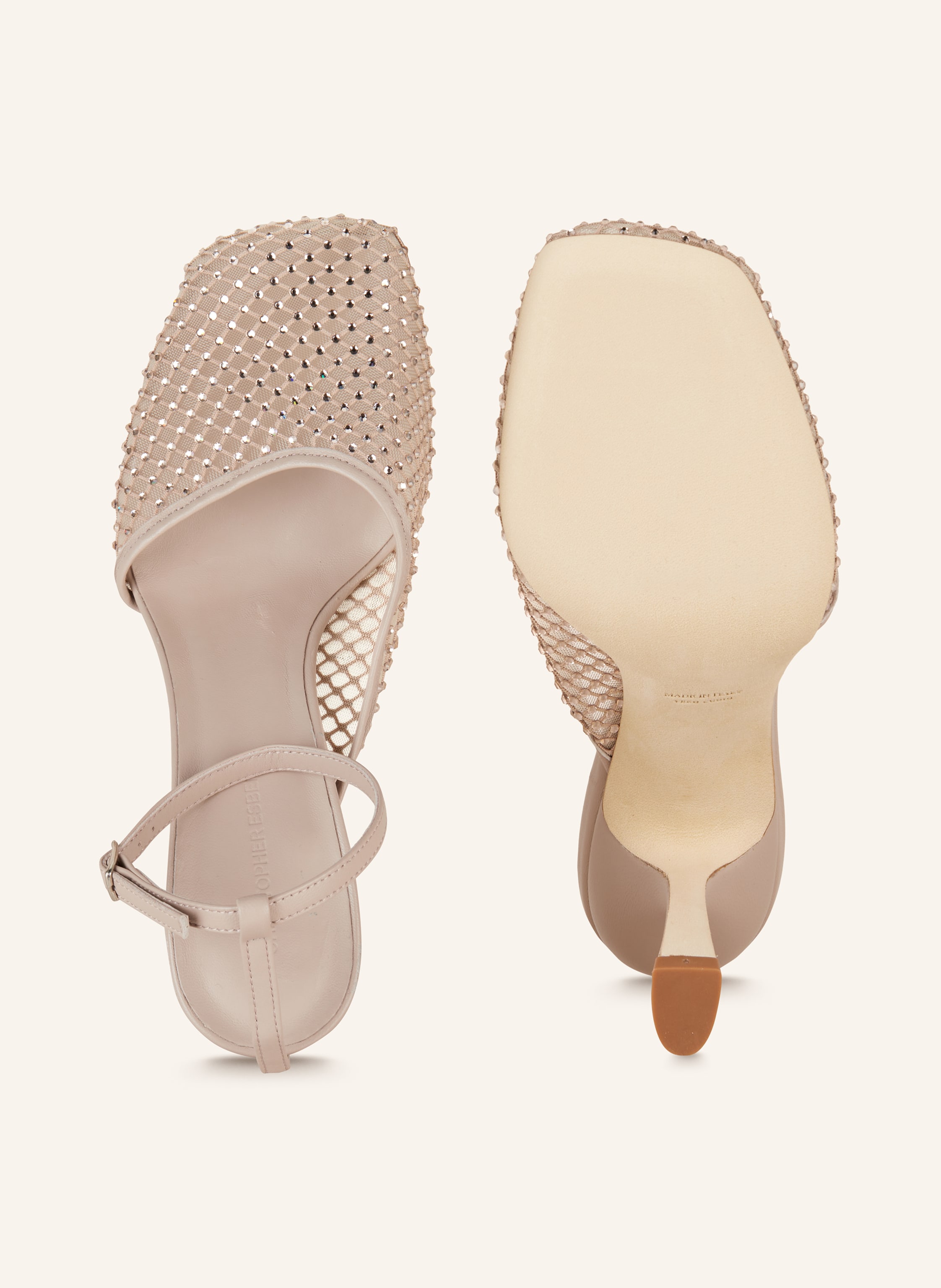 Thumbnail - Christopher Esber Slingpumps Minette Mit Schmucksteinen beige