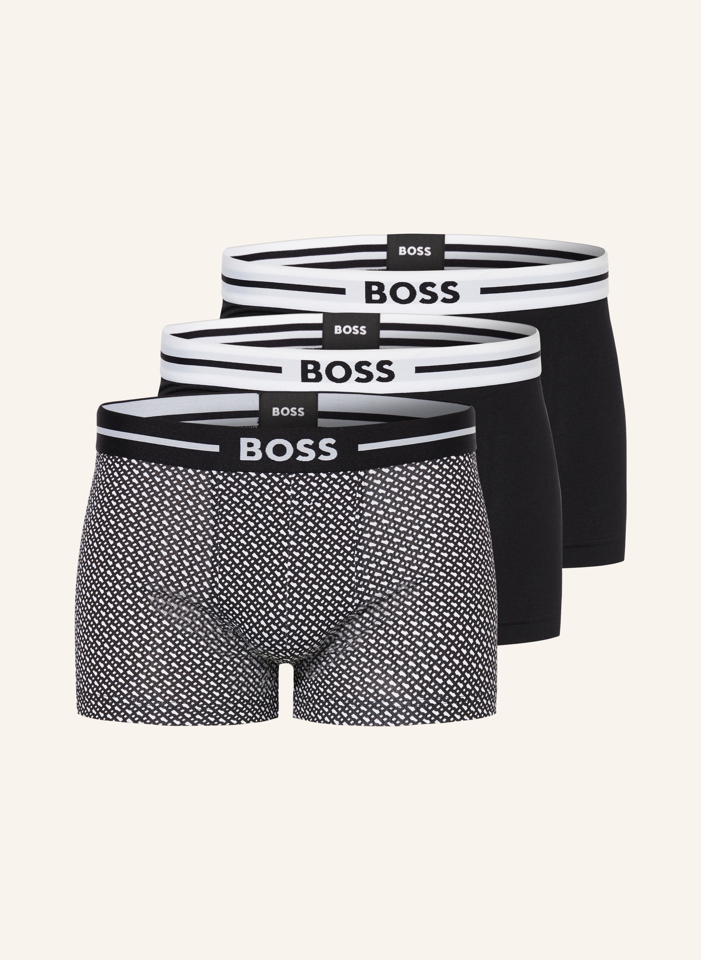 BOSS 3 pack boxer shorts in black white