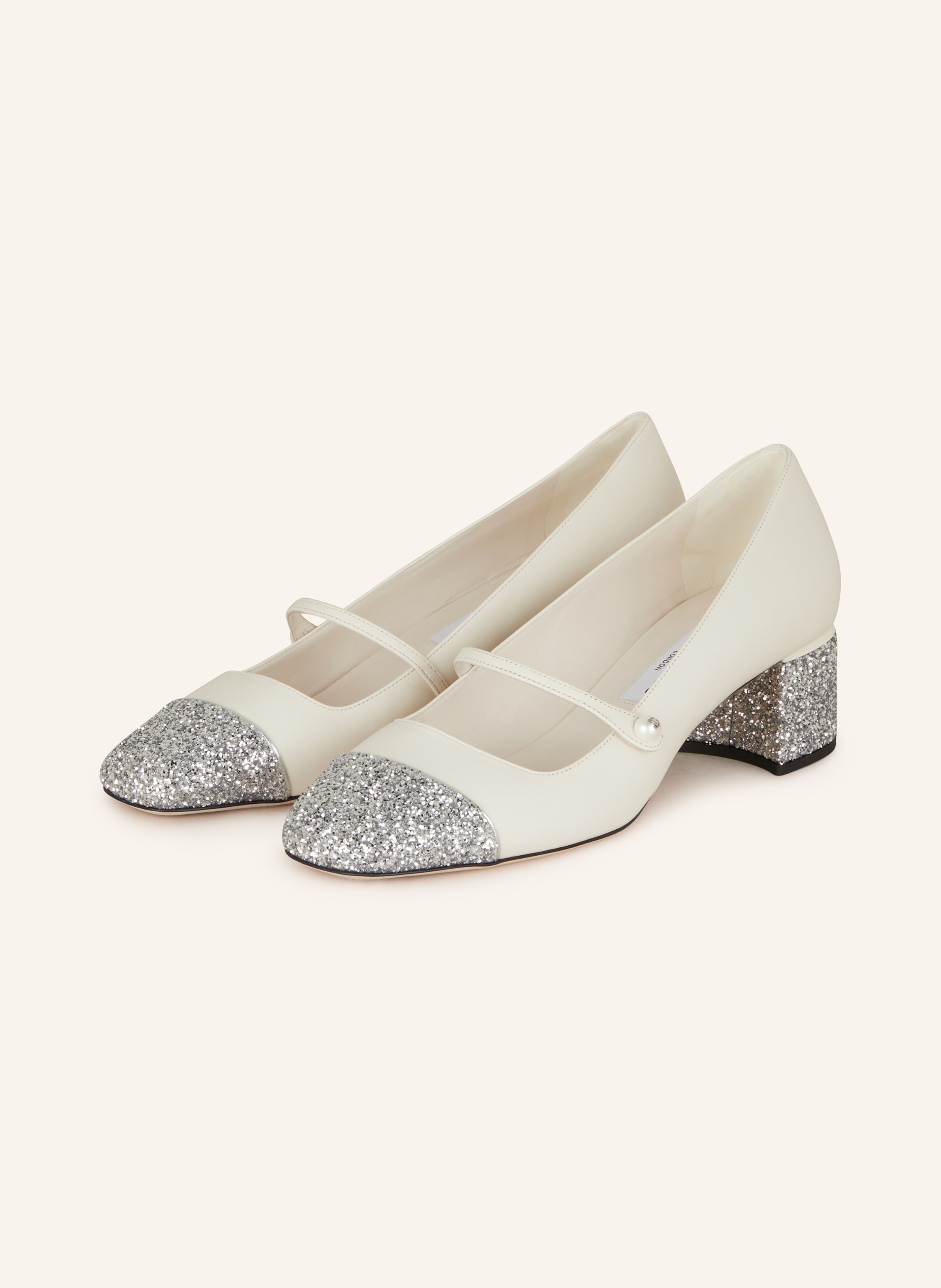 JIMMY CHOO Mary Jane pumps ELISA 45 in cream silver