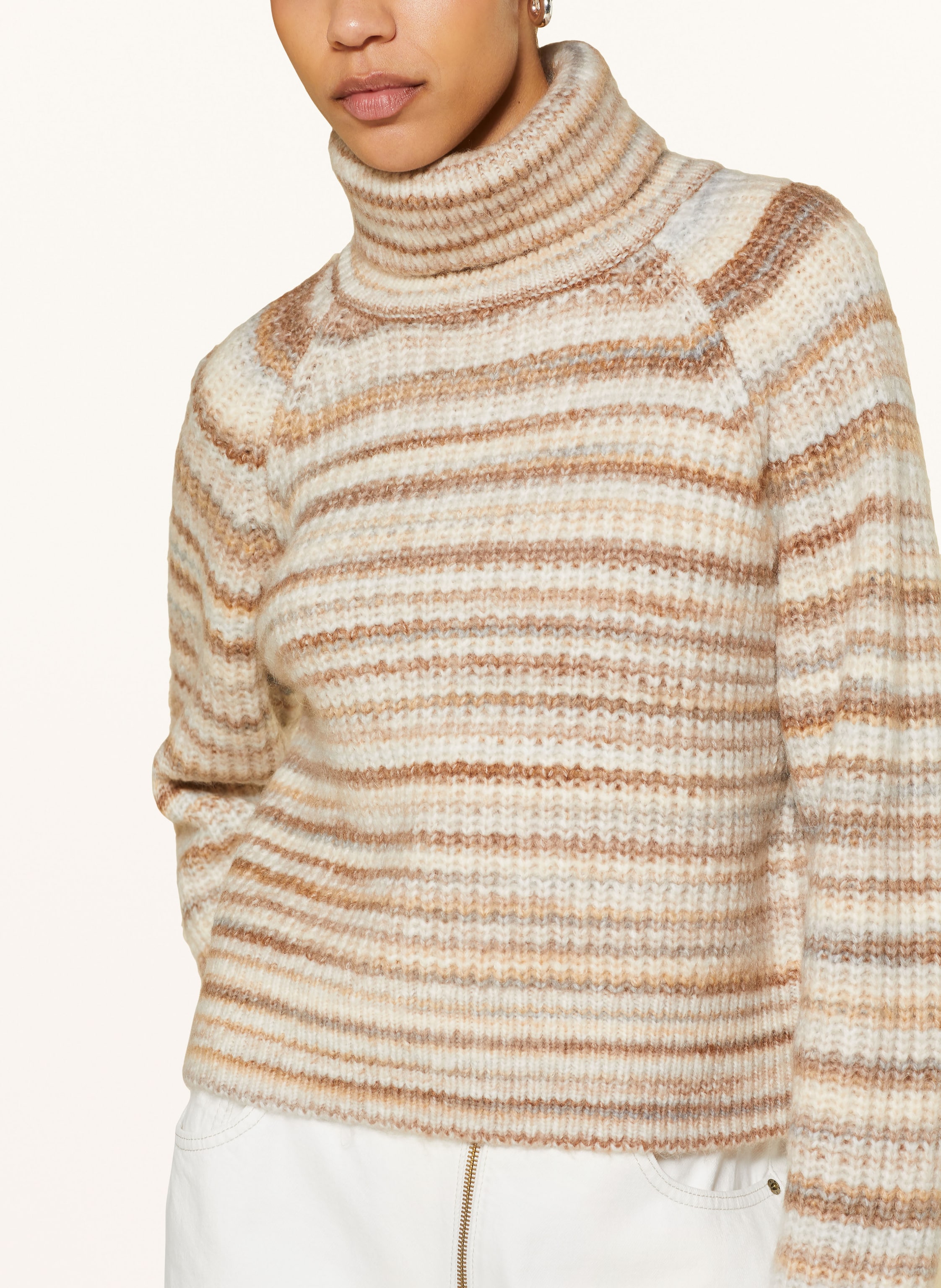 Thumbnail - Mrs & Hugs Cropped-Rollkragenpullover beige