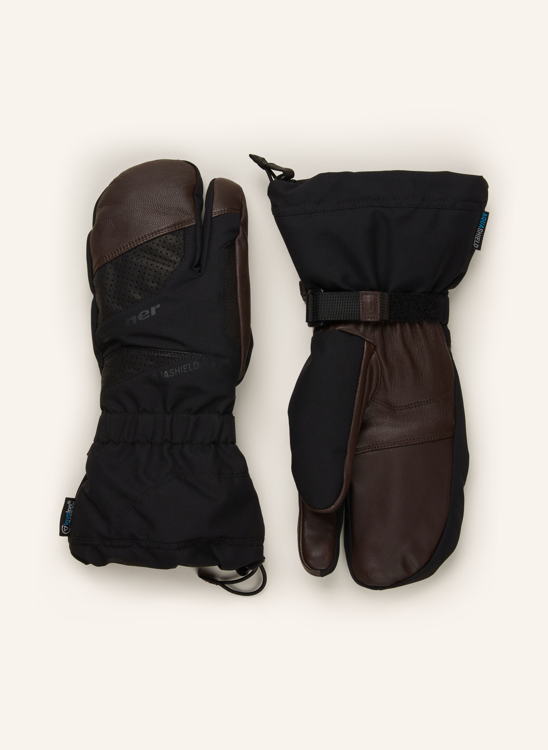 Ziener Ski gloves GAIKUSO AS® AW LOBSTER in black/ brown