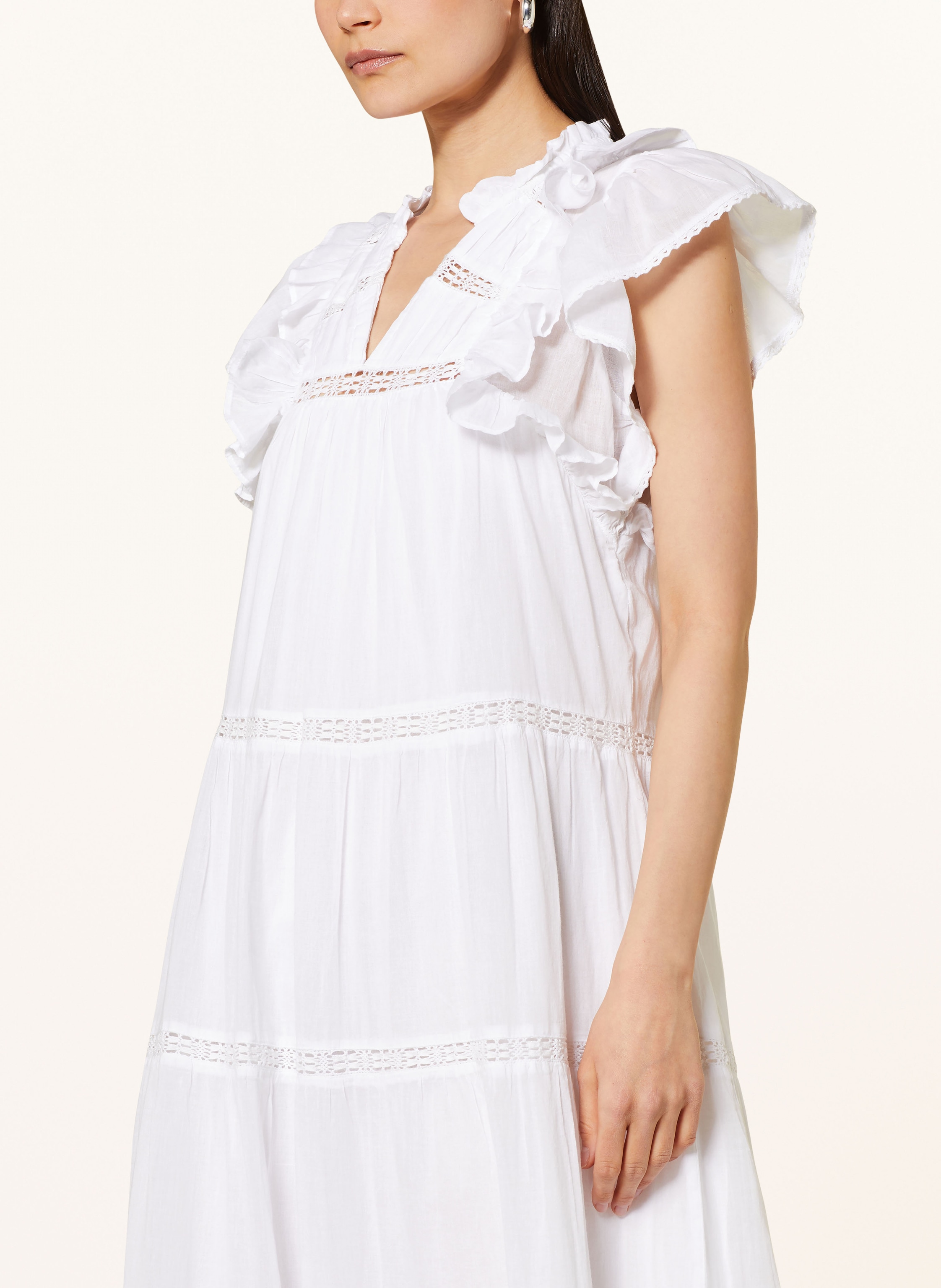 Thumbnail - Neo Noir Kleid Ankita Mit Lochspitze weiss