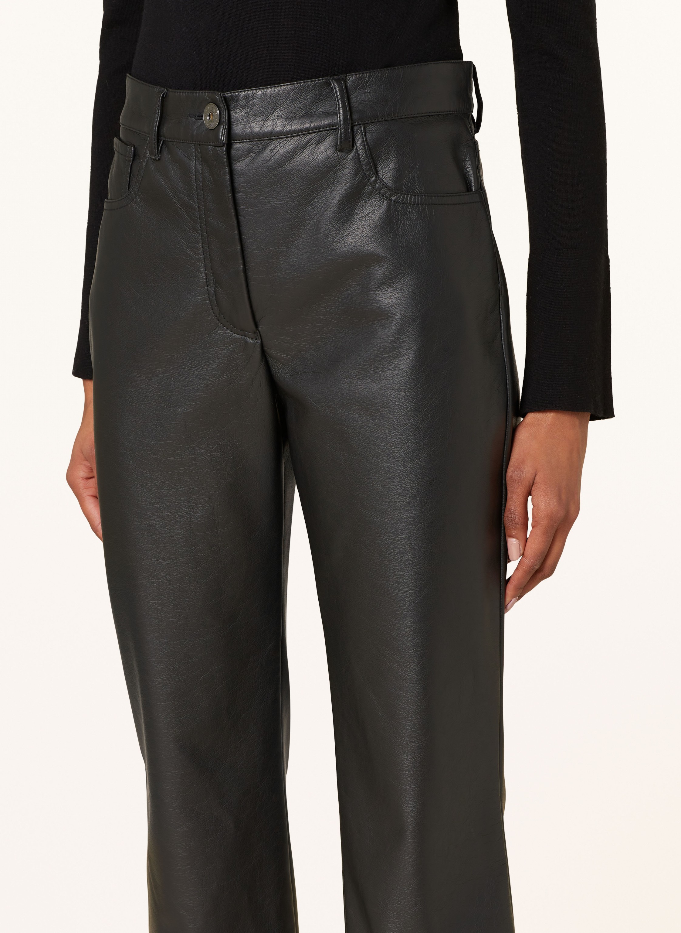 Thumbnail - Weekend Max Mara Hose Califfo In Lederoptik schwarz