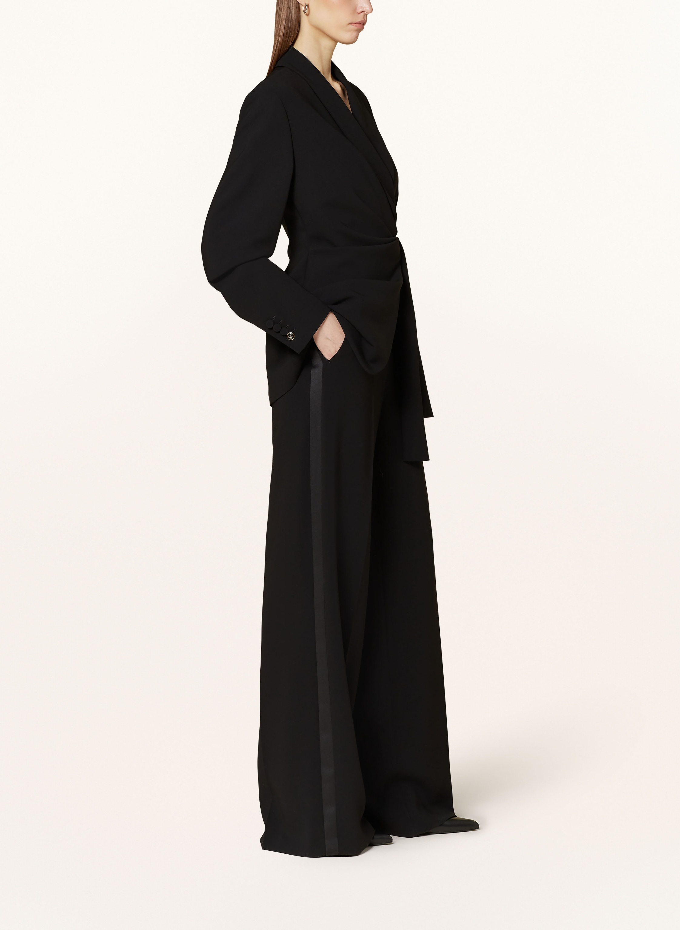 Thumbnail - Max Mara Marlenehose Leccio Mit Galonstreifen schwarz
