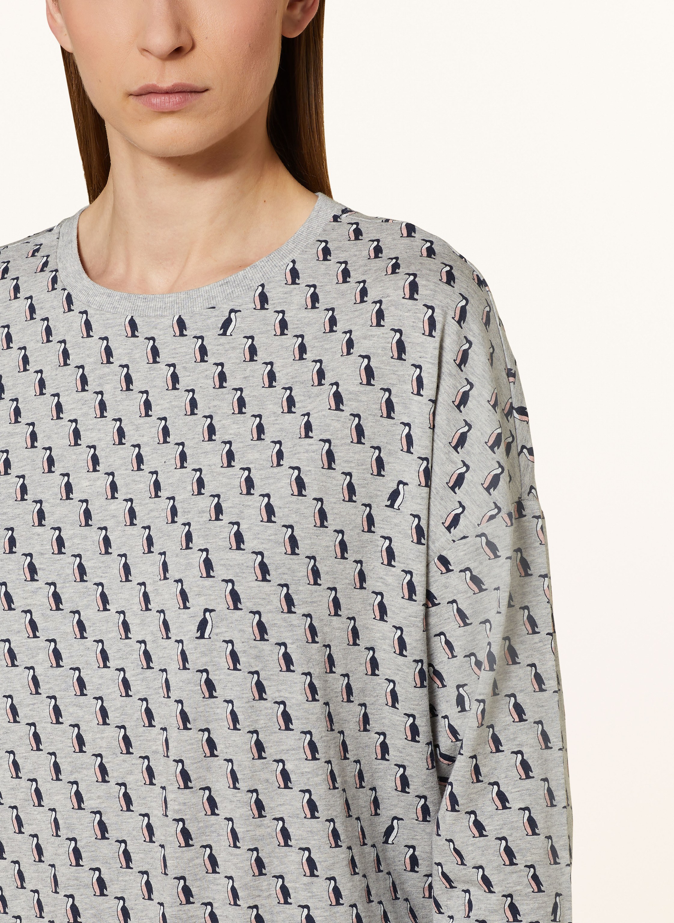 Thumbnail - Mey Schlafshirt Serie Penguin Flock grau