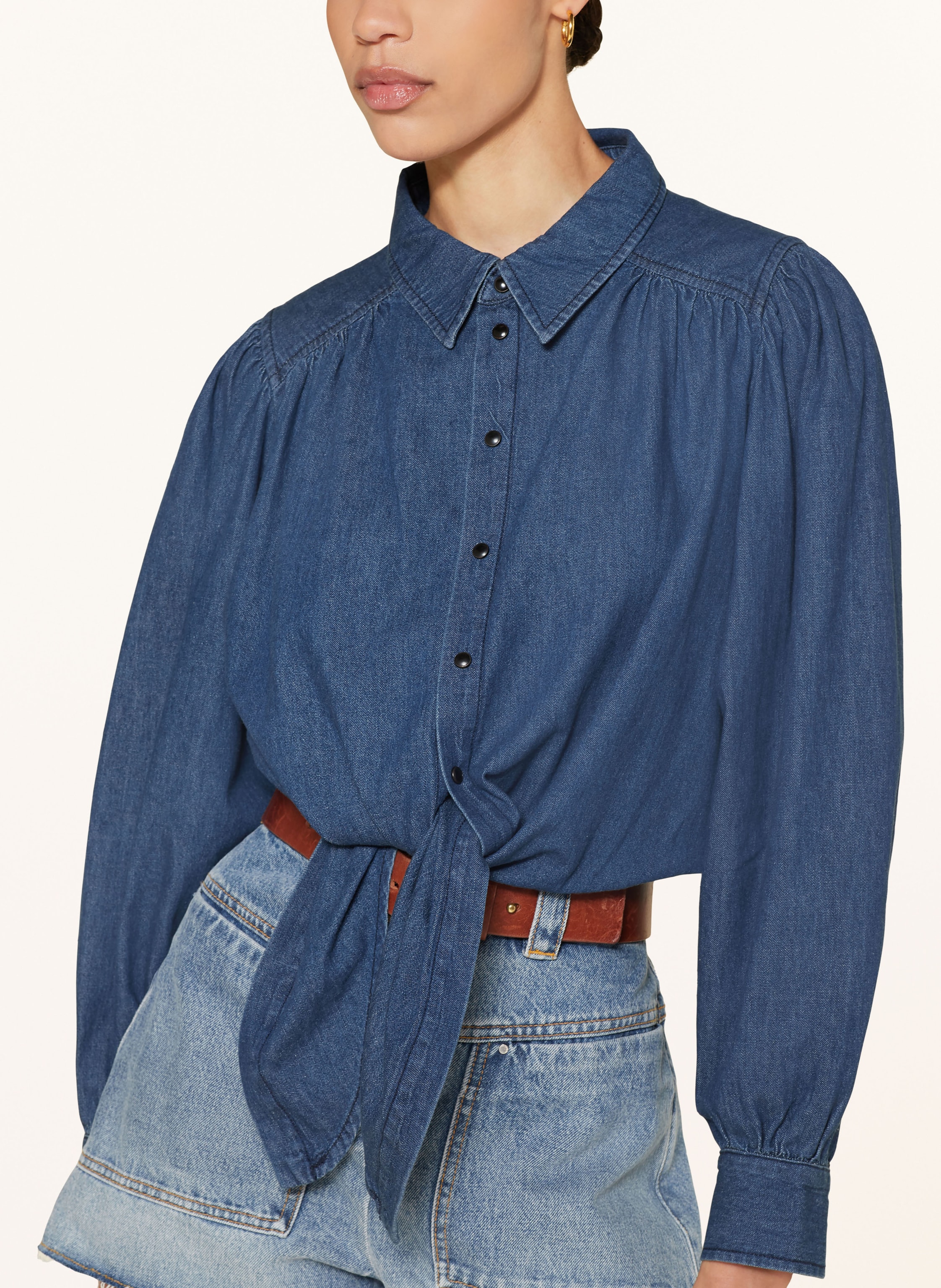 Thumbnail - Ba&Sh Cropped-Jeansbluse Leria blau