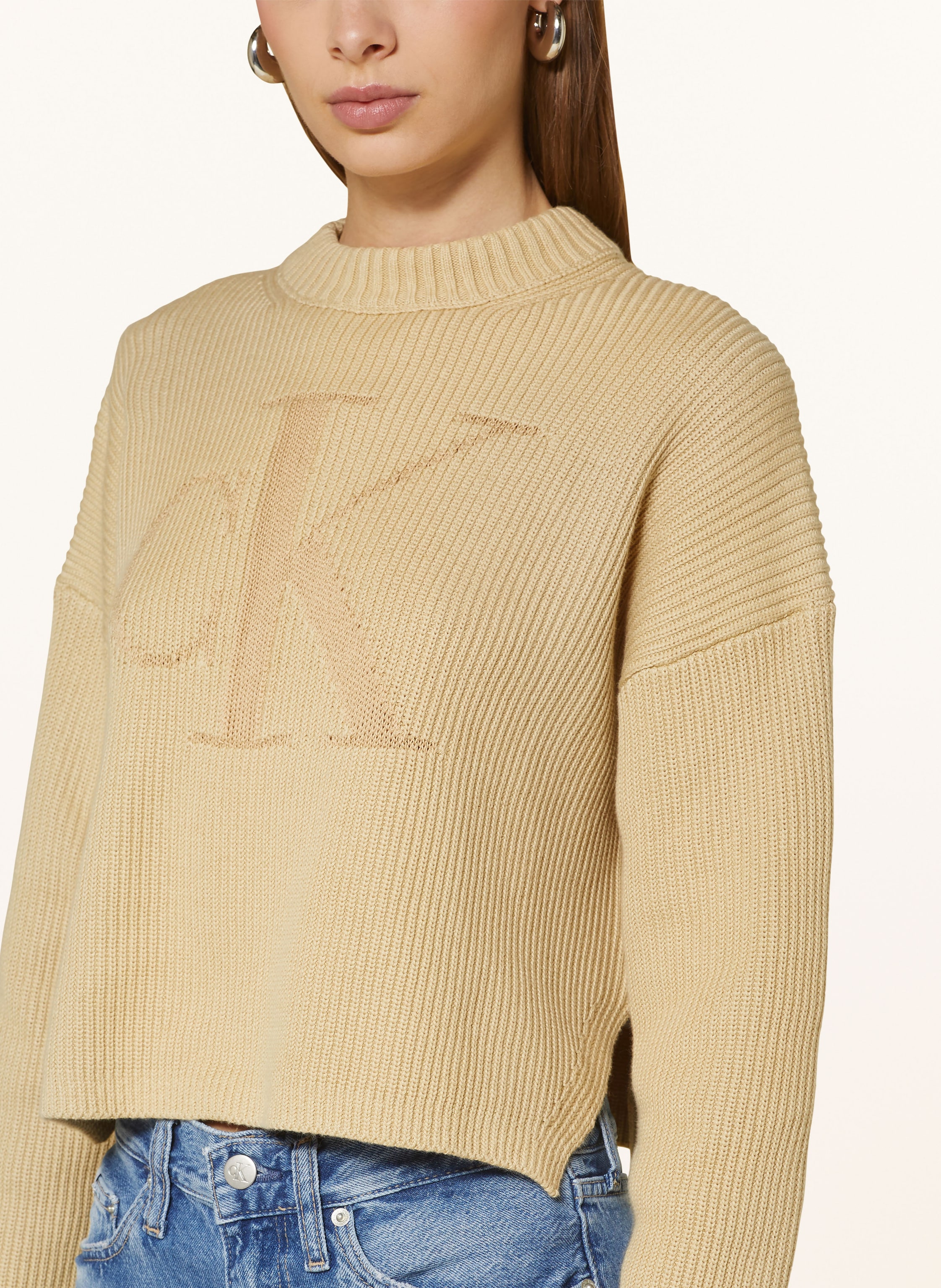 Thumbnail - Calvin Klein Jeans Cropped-Pullover beige