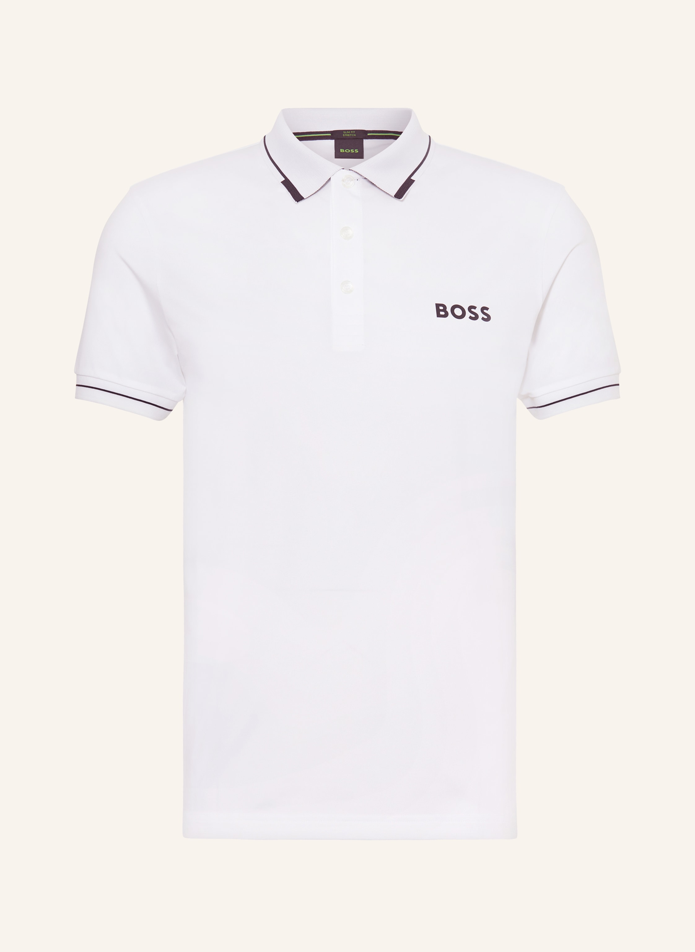 BOSS Funkcyjna koszulka polo PAUL PRO slim fit kolor bia y