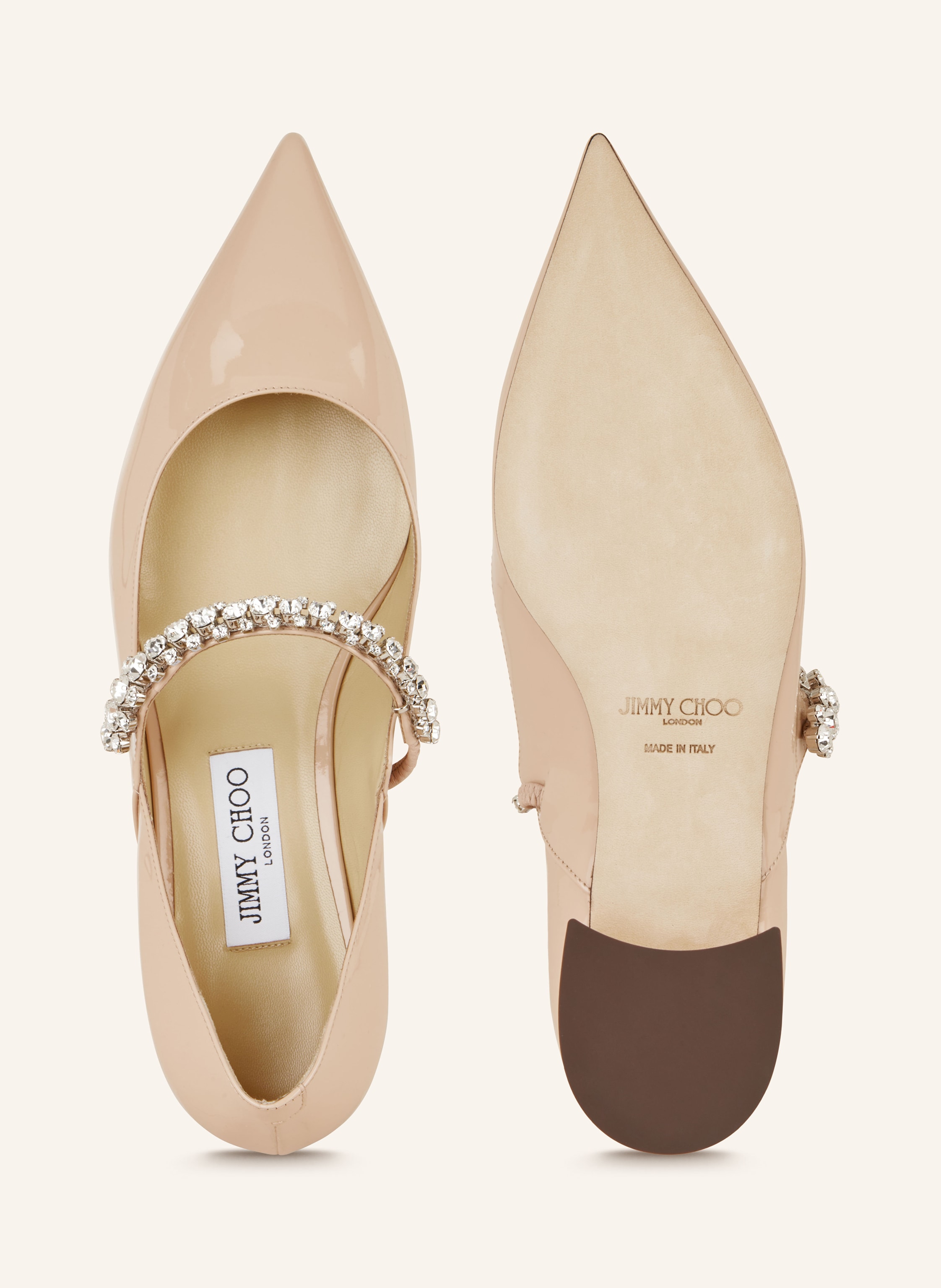 Thumbnail - Jimmy Choo Mary-Jane-Ballerinas Mit Schmucksteinen beige