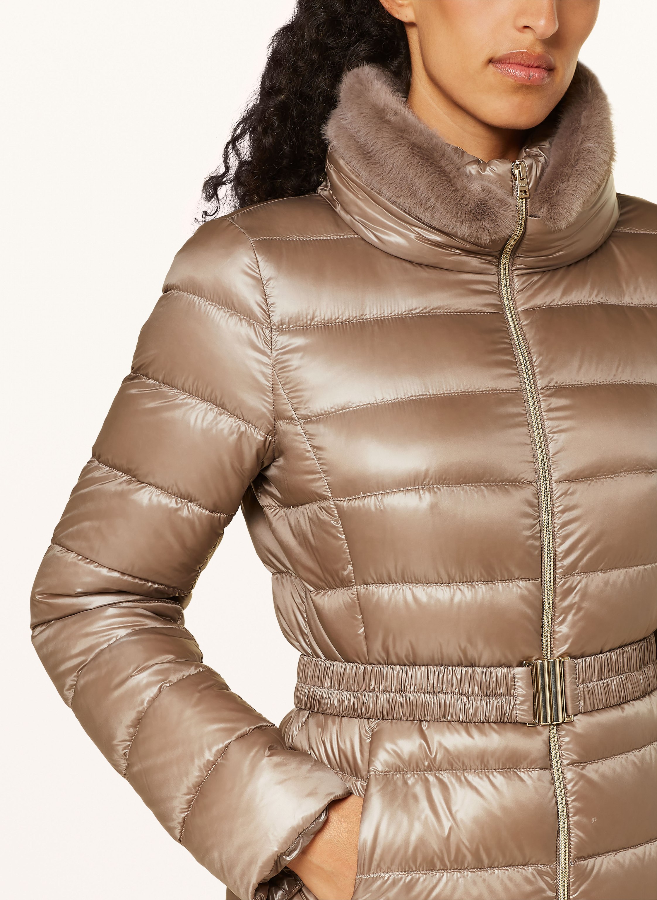 Thumbnail - Herno Daunenjacke Claudia Mit Abnehmbarem Kunstpelz beige