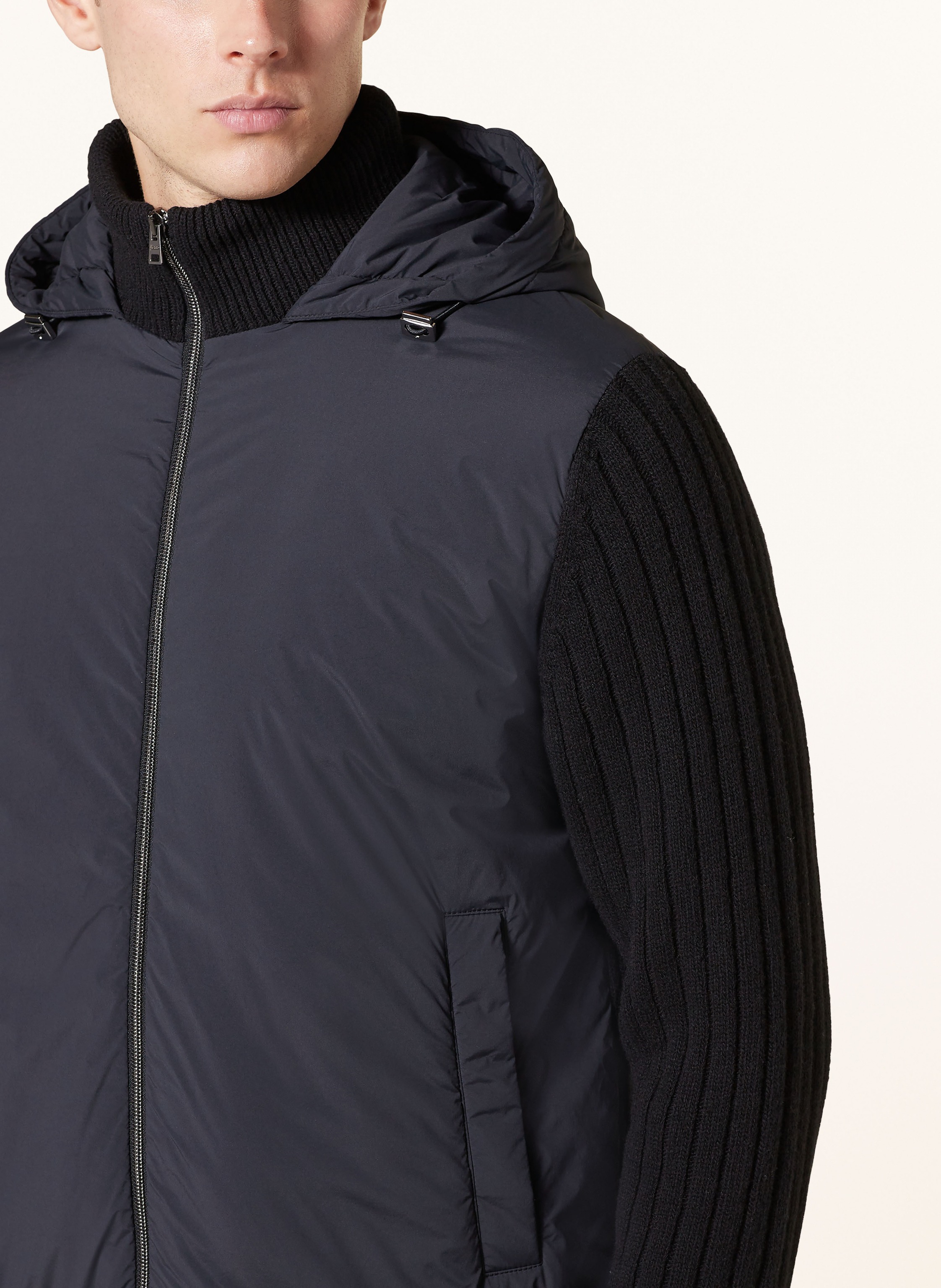 Thumbnail - Herno Strickjacke Im Materialmix schwarz