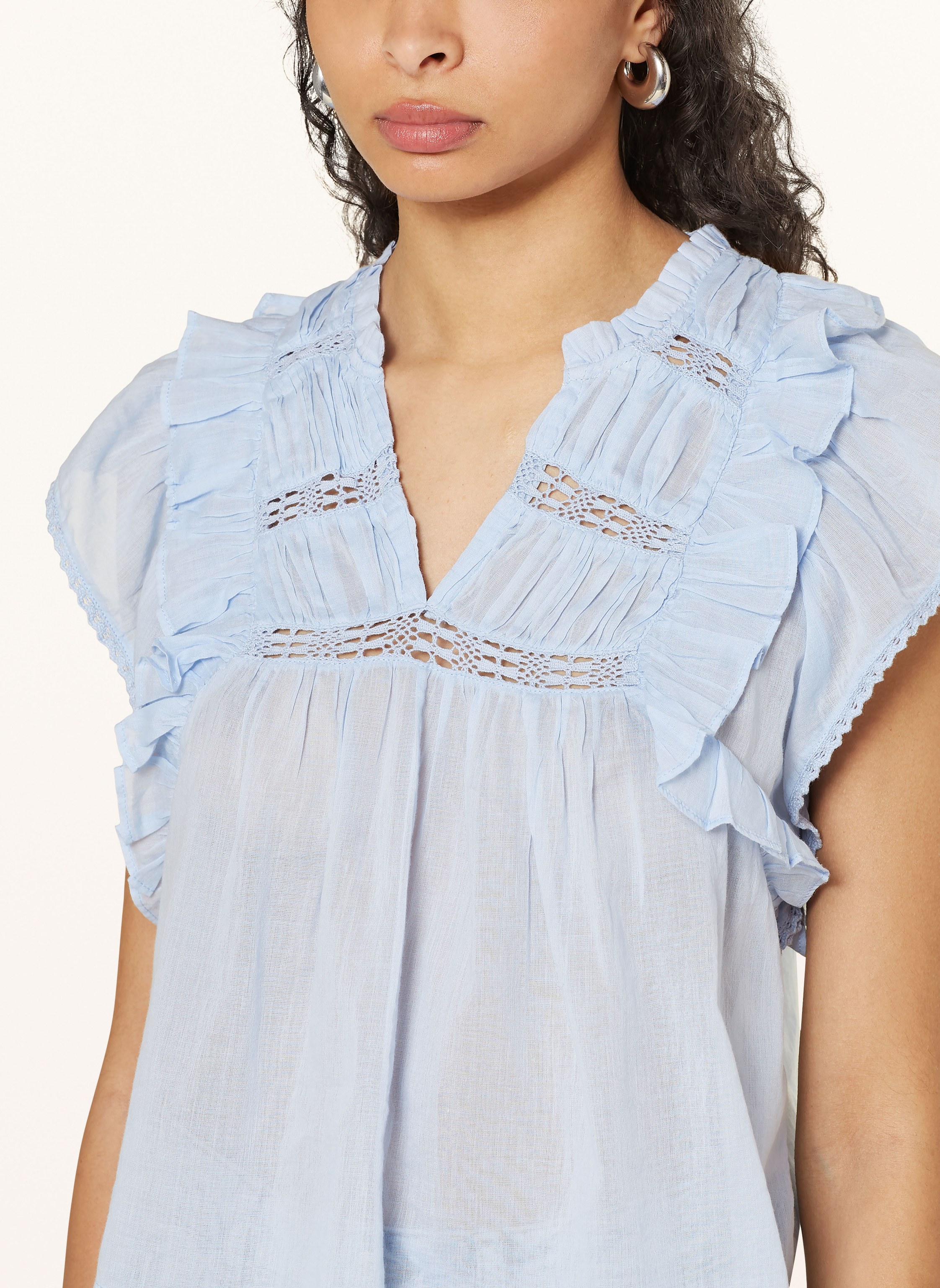 Thumbnail - Neo Noir Blusentop Jayla Mit Spitze Und Rüschen blau