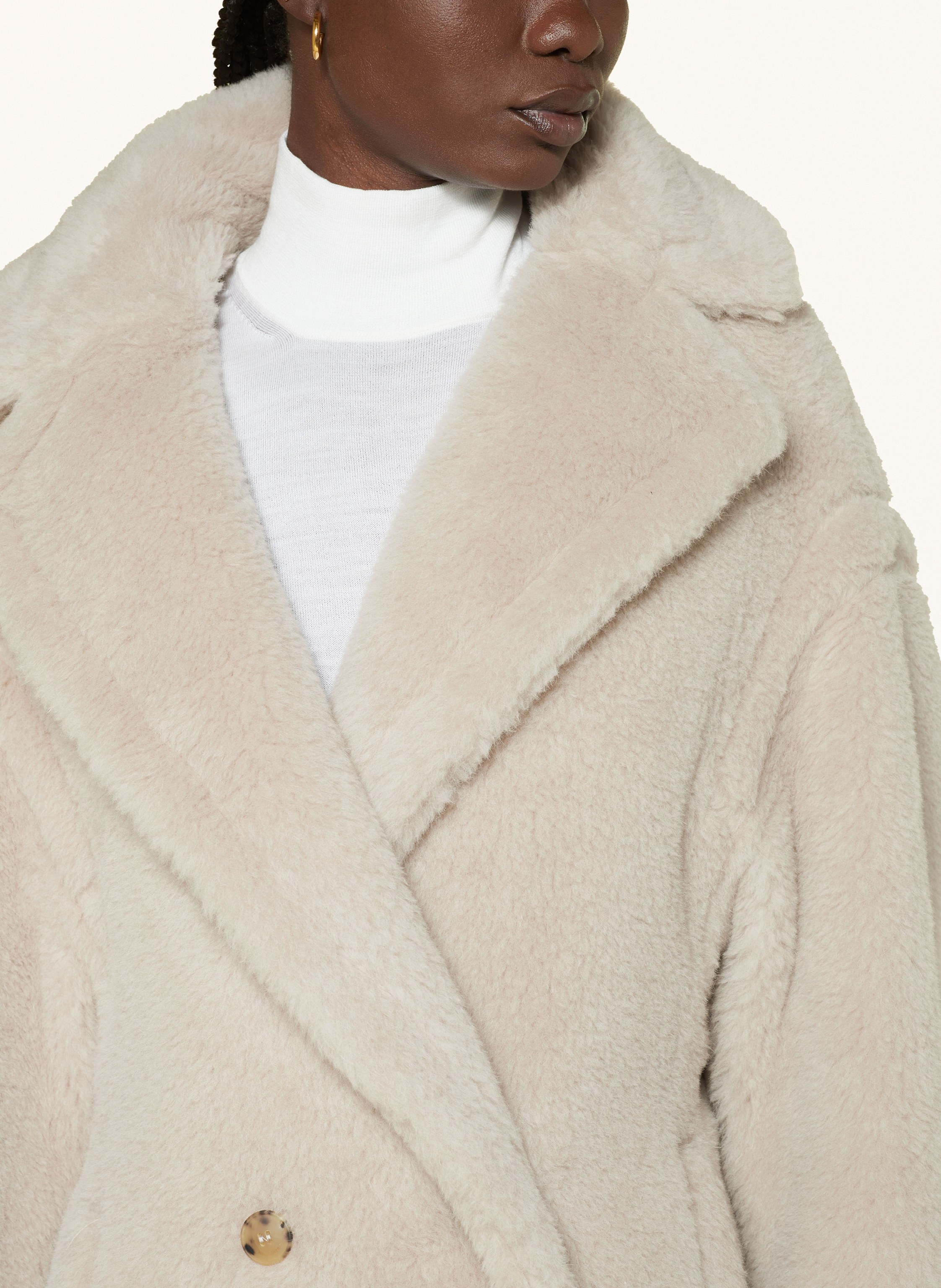 Thumbnail - Max Mara Kunstfell-Mantel Tedgirl Mit Alpaka beige