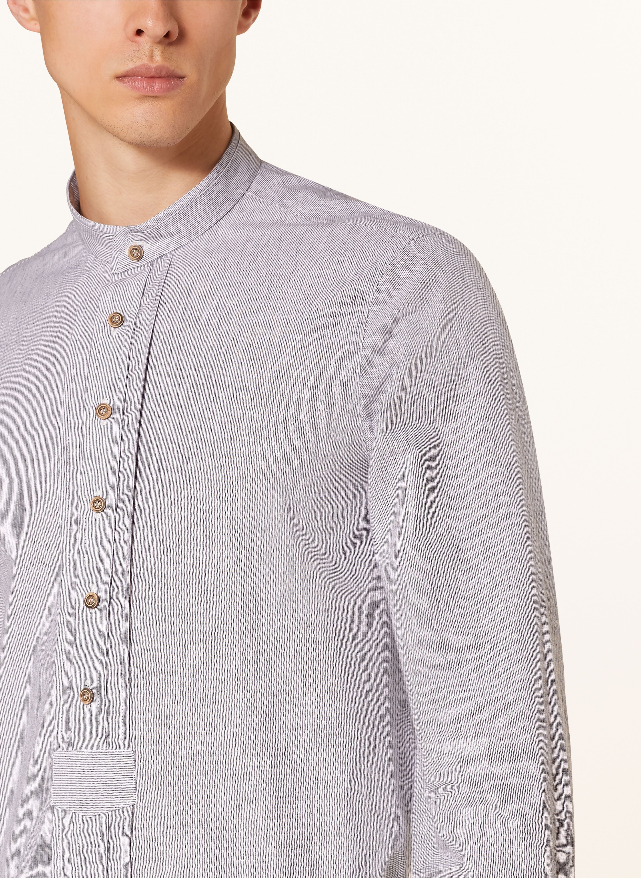 Thumbnail - Grasegger Trachtenhemd Kopeke Slim Fit Mit Leinen Und Stehkragen grau