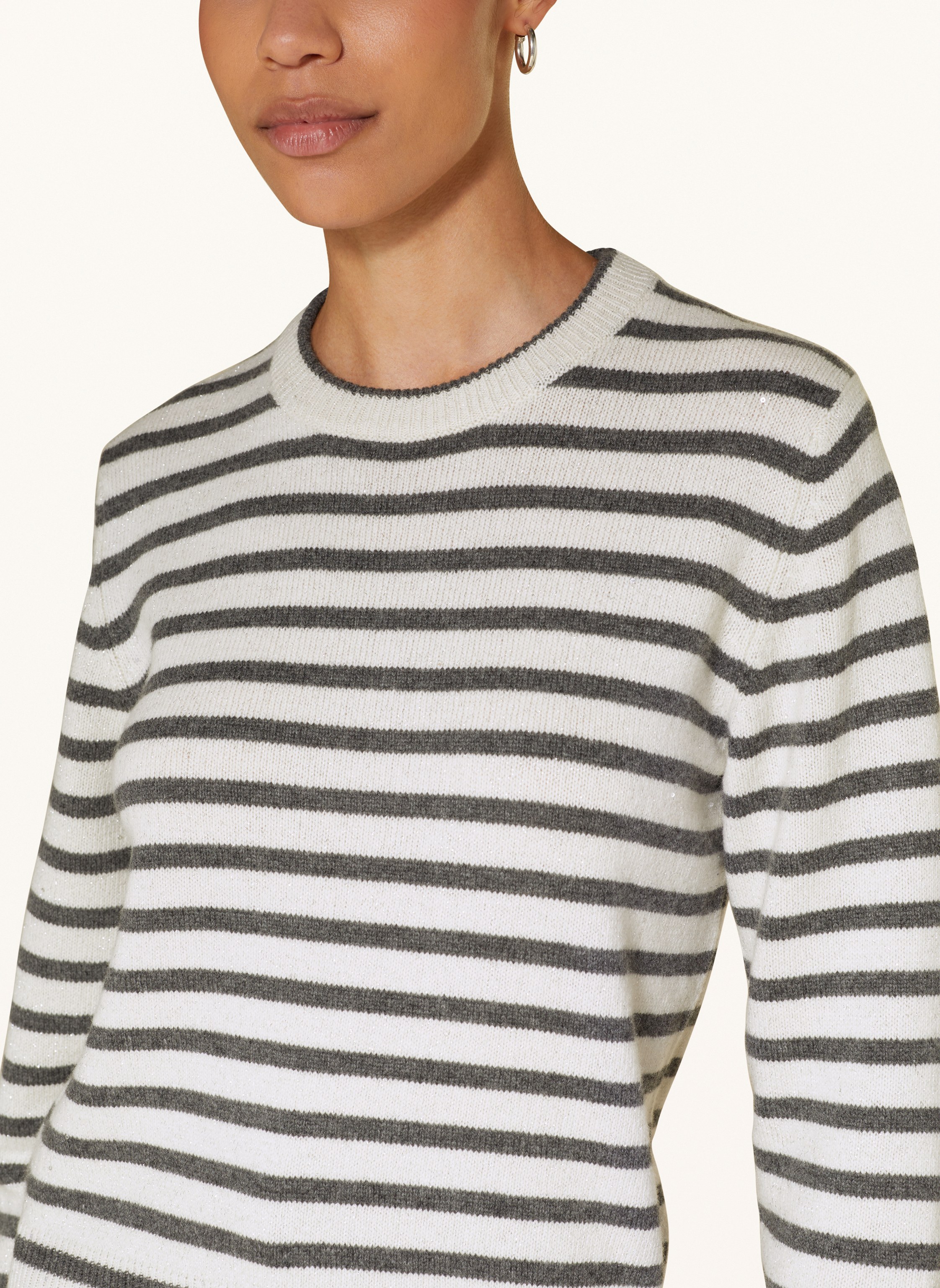 Thumbnail - Brunello Cucinelli Pullover Mit Glitzergarn Und Pailletten weiss