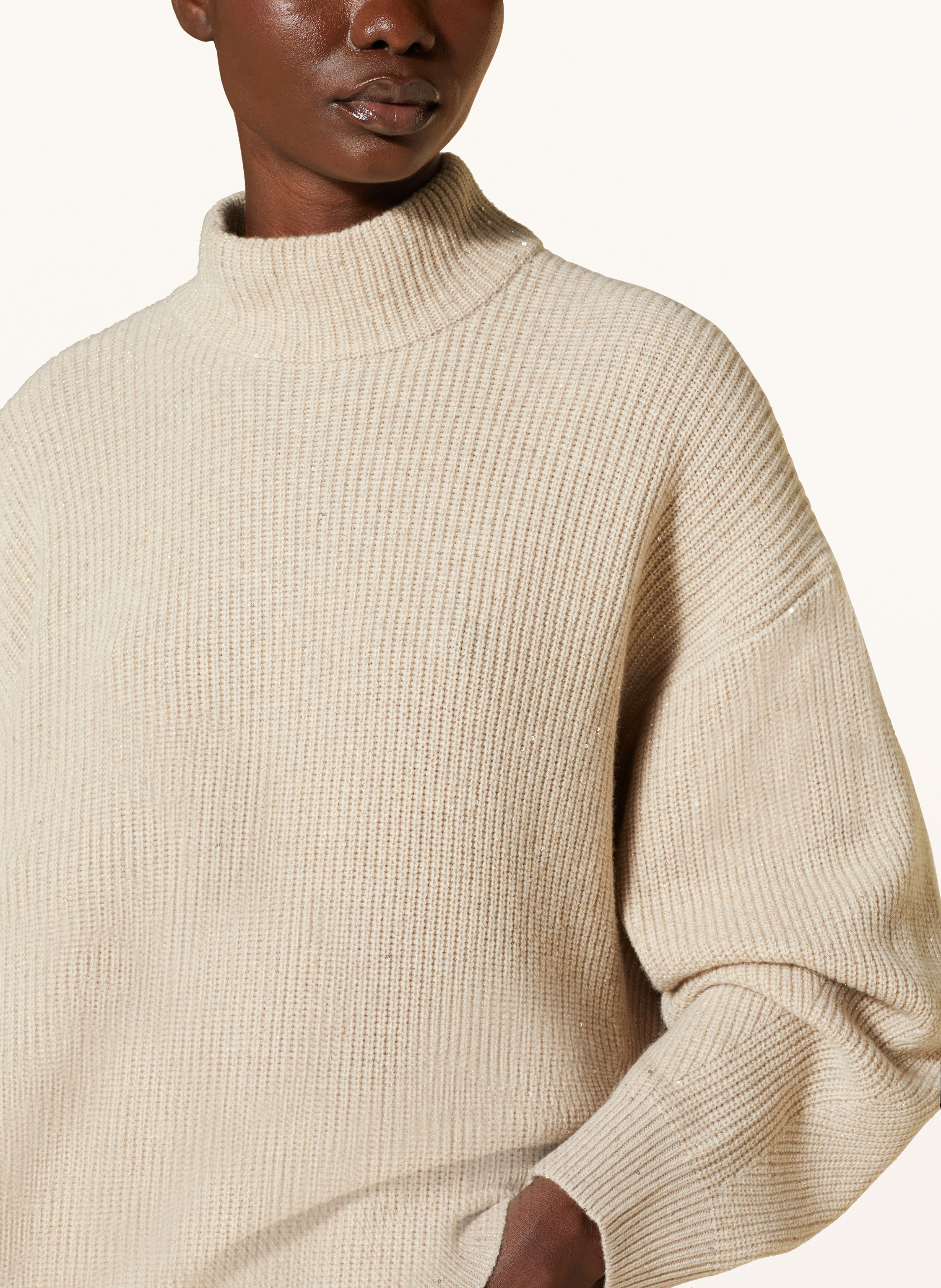 Thumbnail - Brunello Cucinelli Pullover Mit Cashmere Und Glitzergarn beige