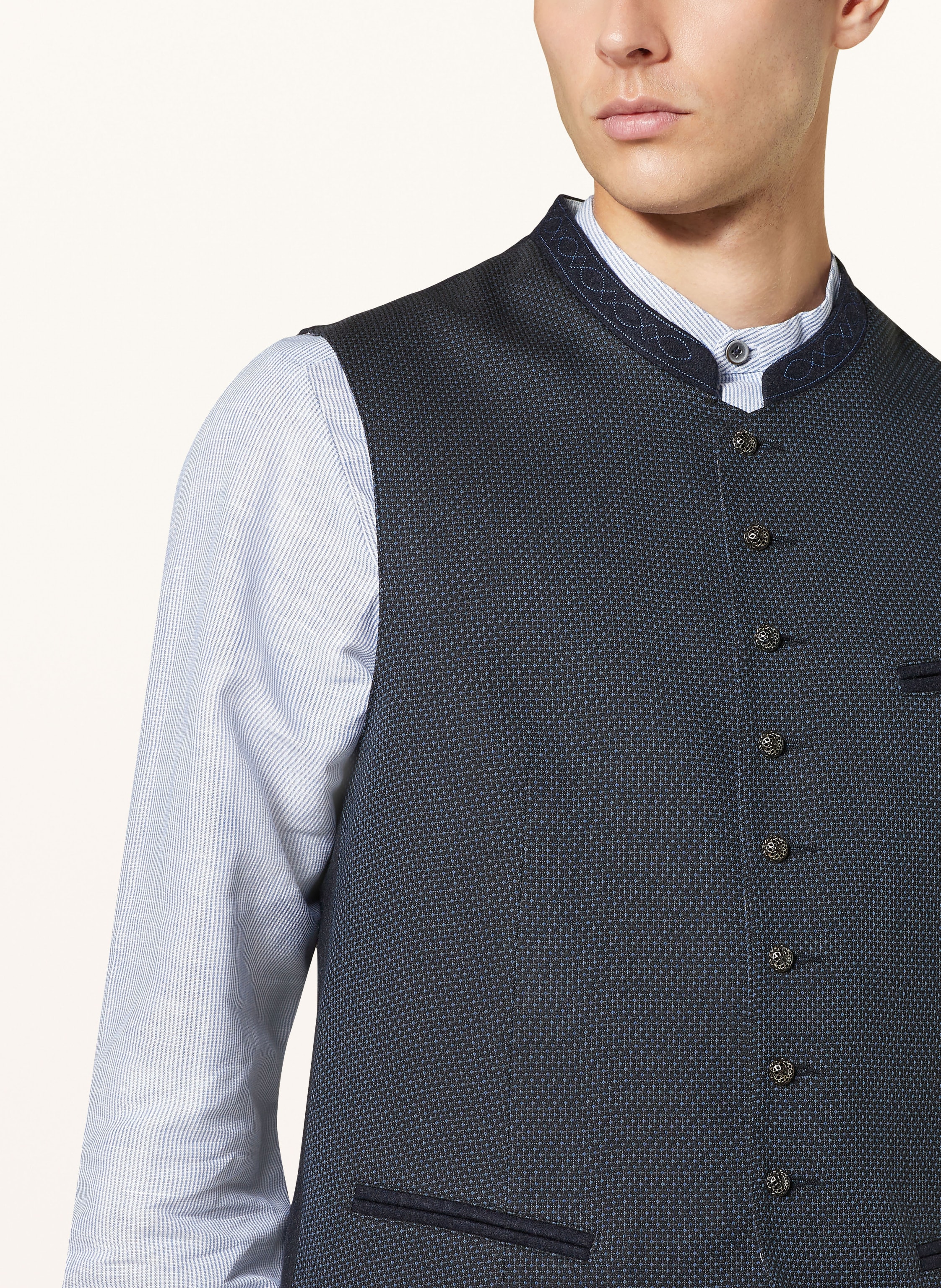 Thumbnail - Hammerschmid Trachtenweste Mirko Slim Fit blau