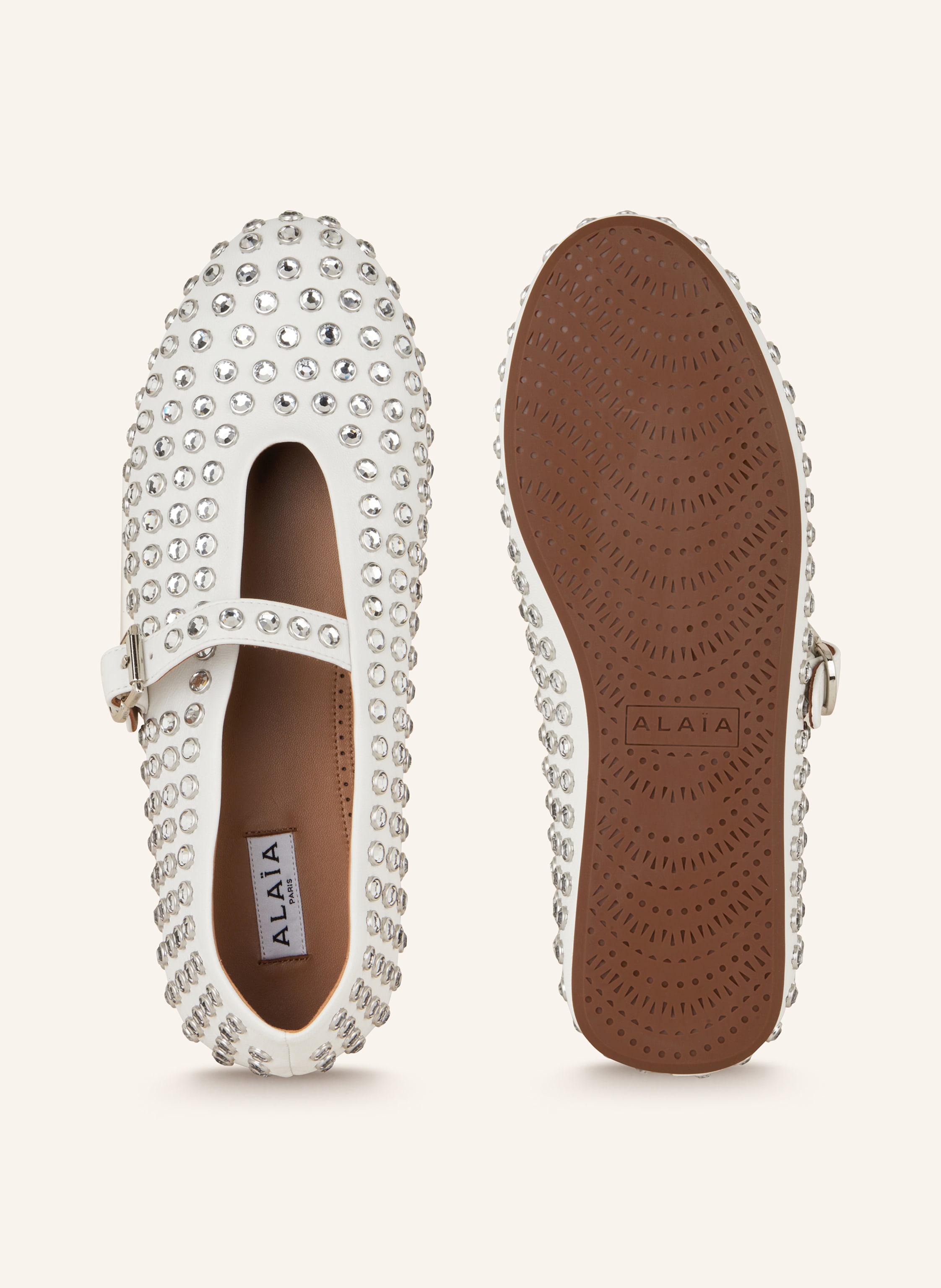Thumbnail - Alaïa Ballerinas Mit Schmucksteinen weiss