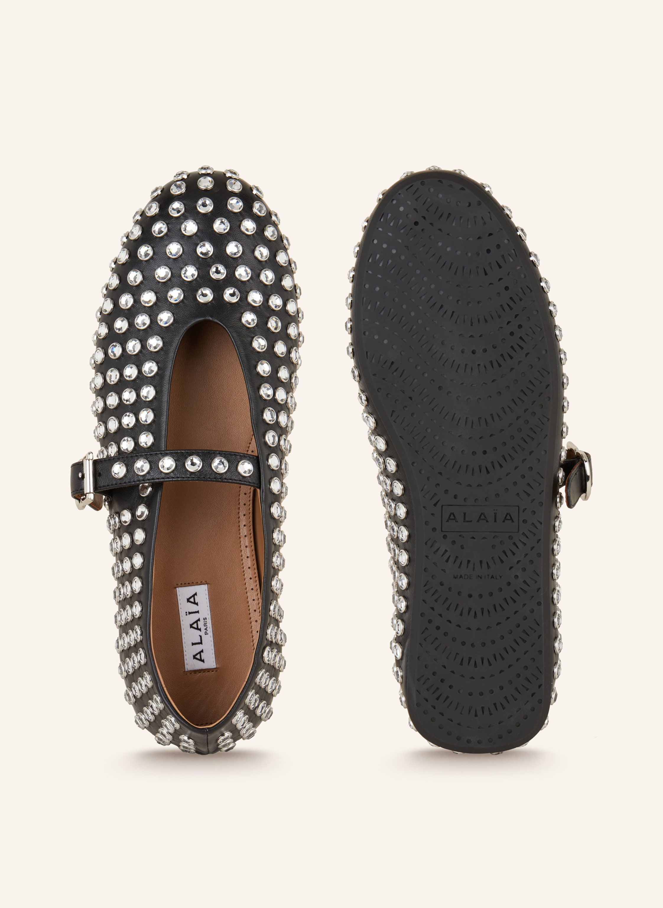 Thumbnail - Alaïa Ballerinas Mit Schmucksteinen schwarz