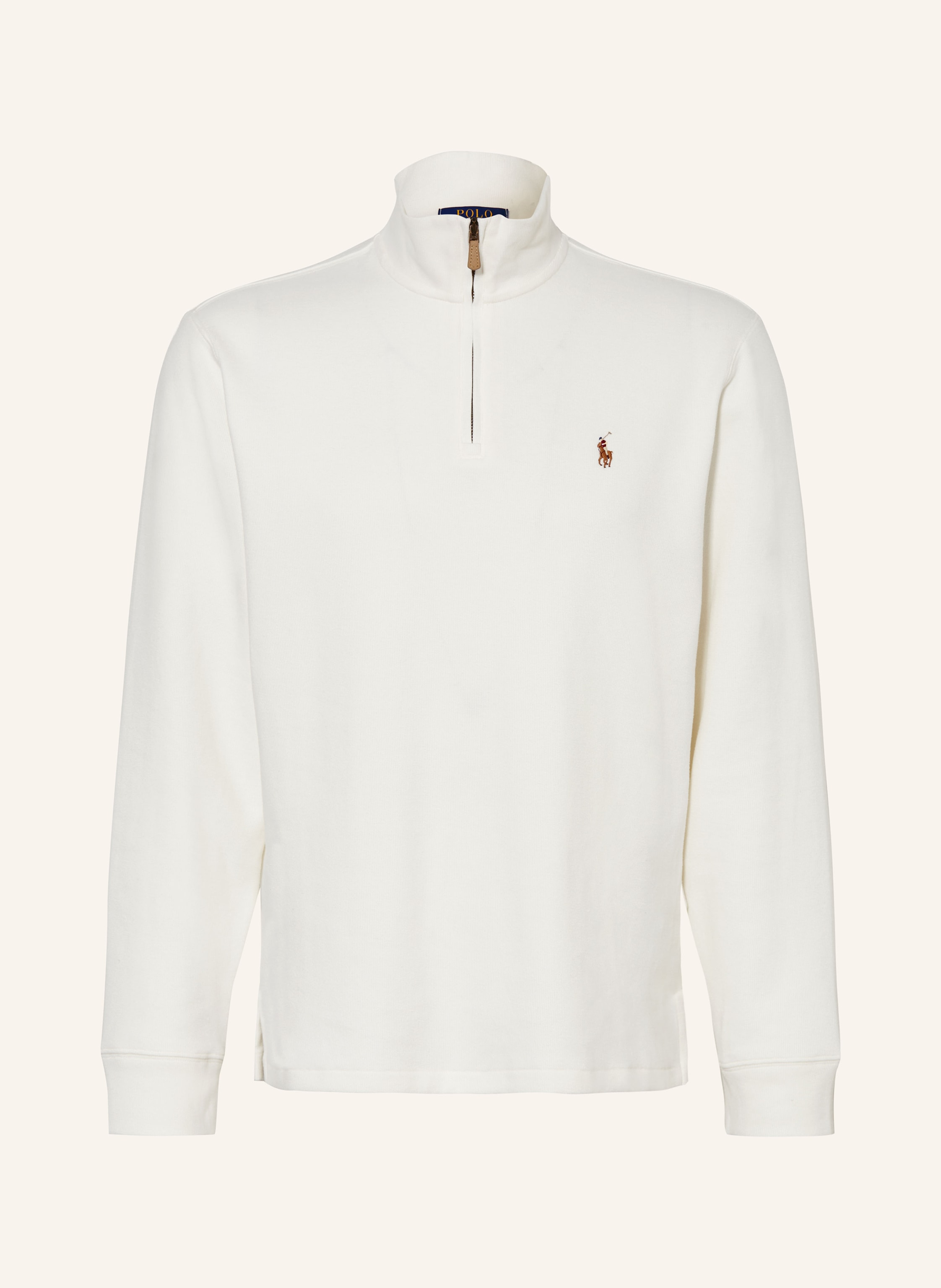 POLO RALPH LAUREN Half zip sweater in sweatshirt fabric in white