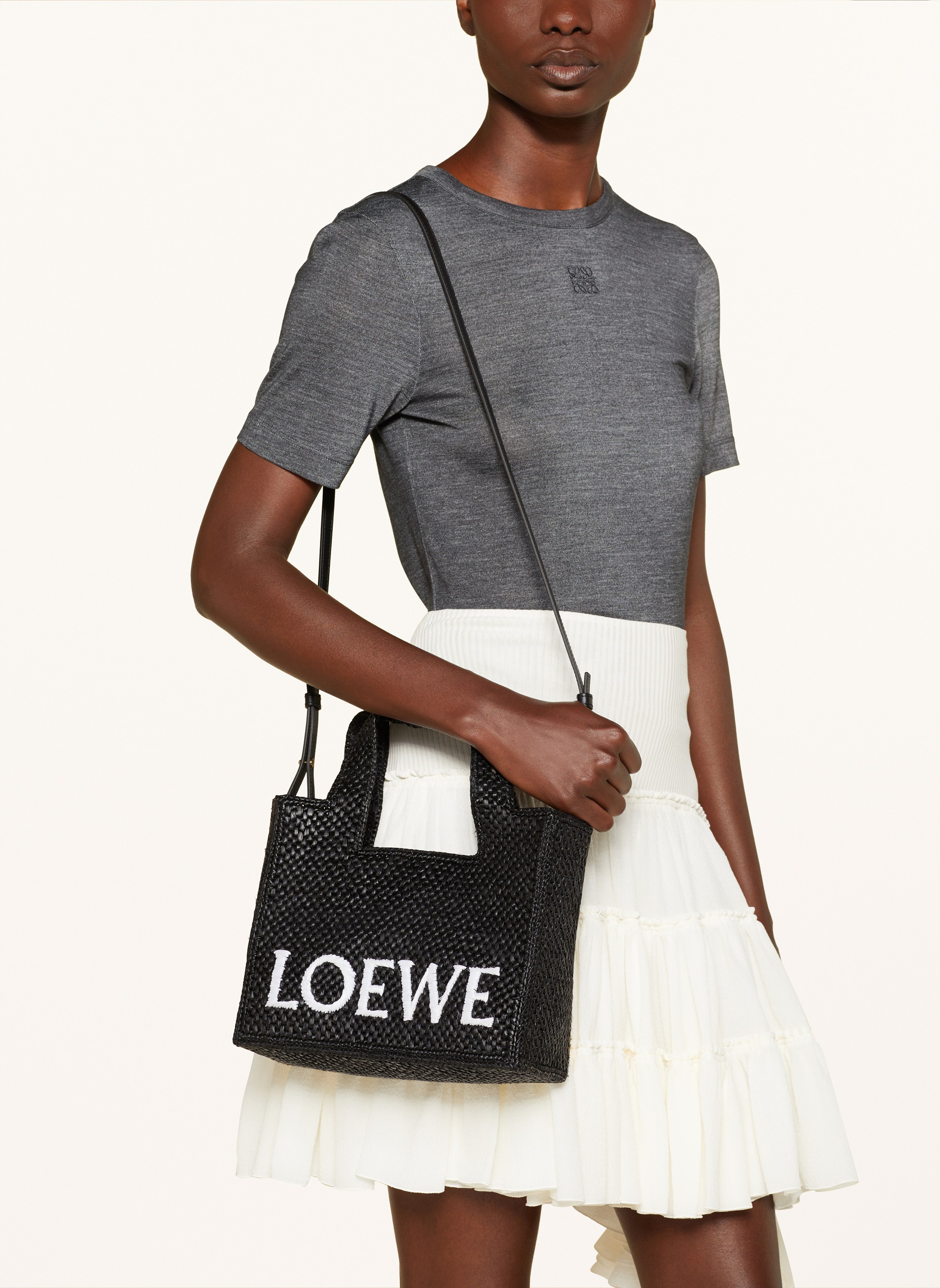 Thumbnail - Loewe Shopper Font Tote Small schwarz