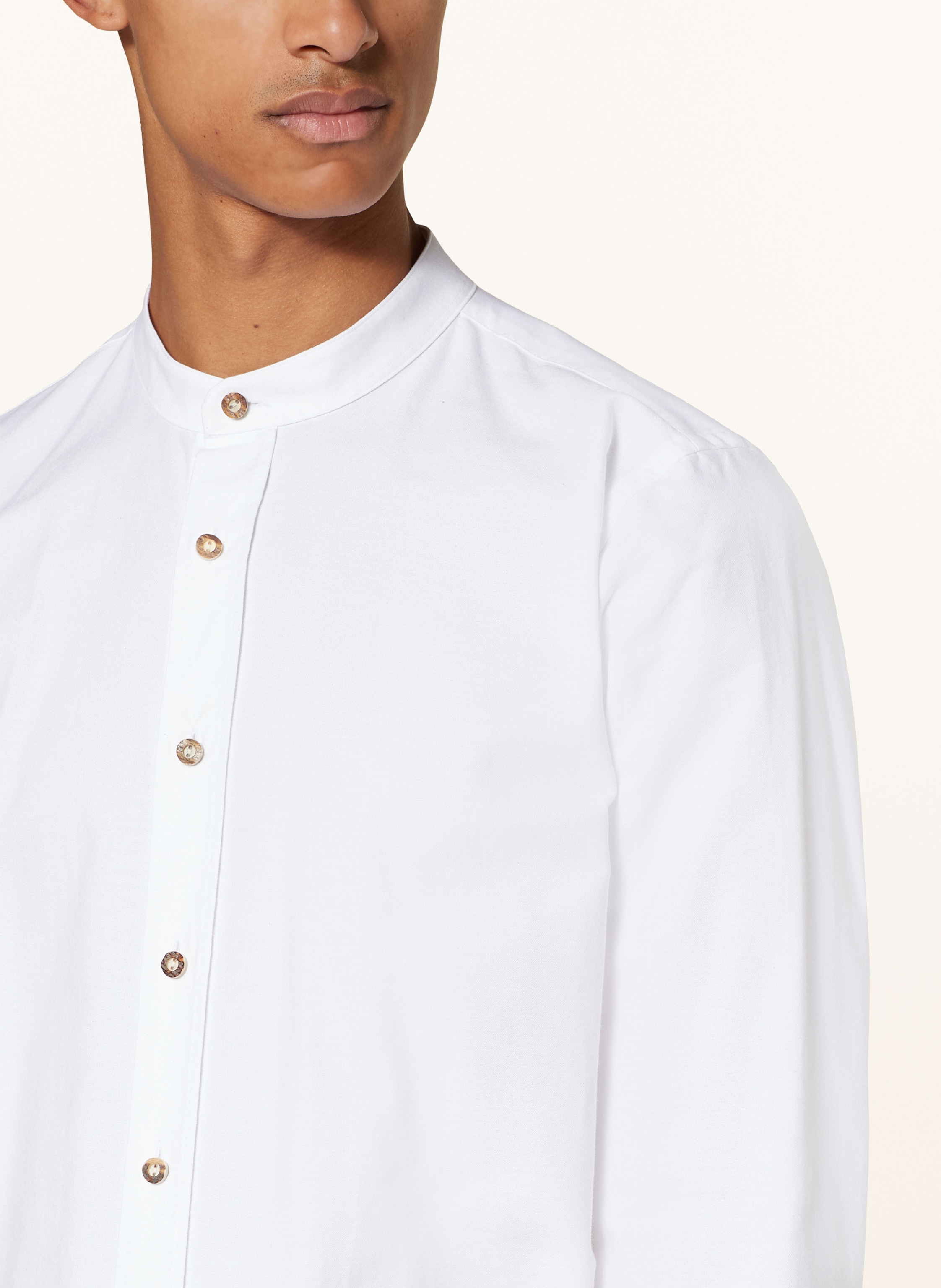 Thumbnail - du4 Trachtenhemd Hansi Slim Fit Mit Stehkragen weiss