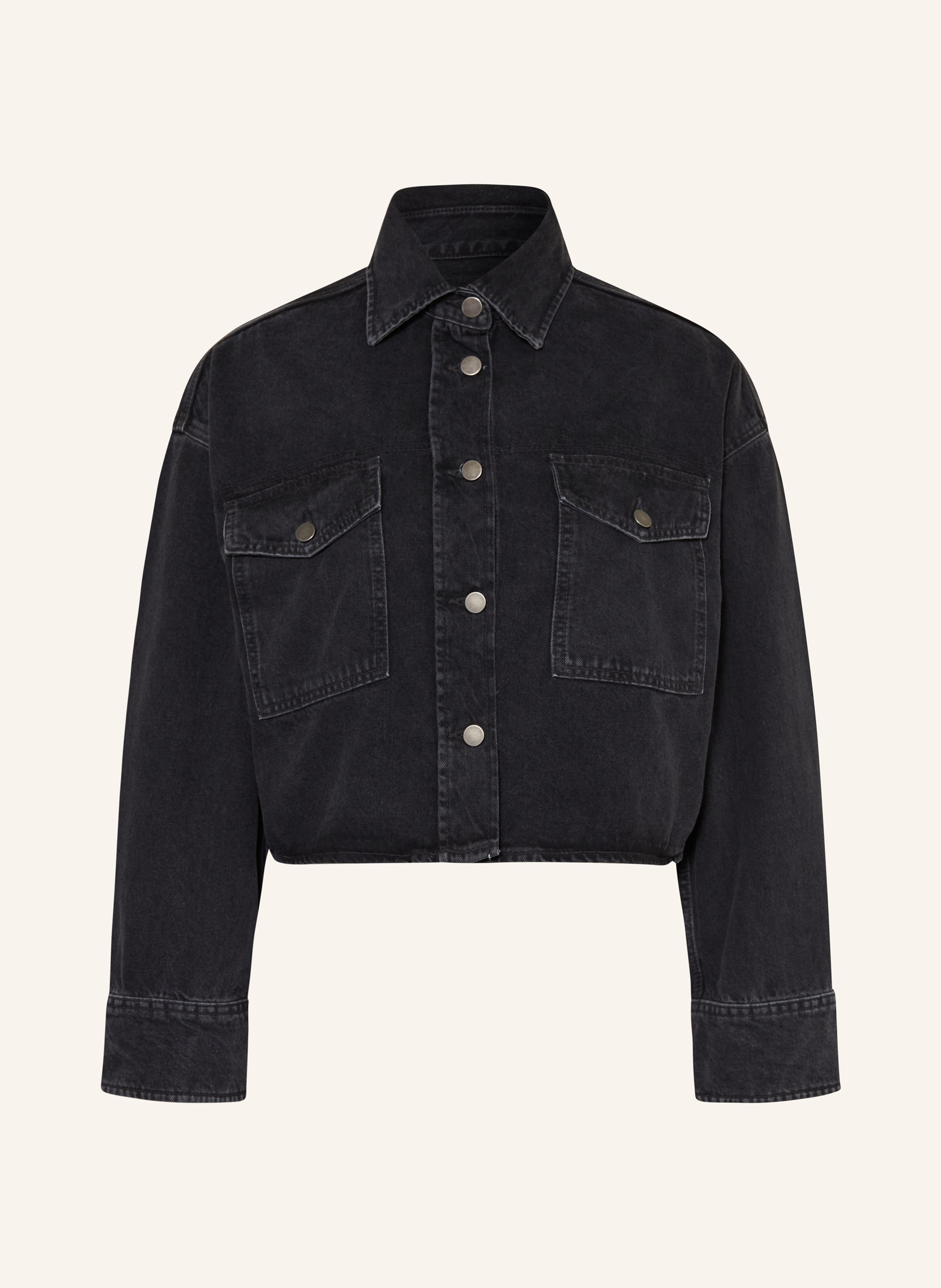 Cheap black cropped denim jacket clearance