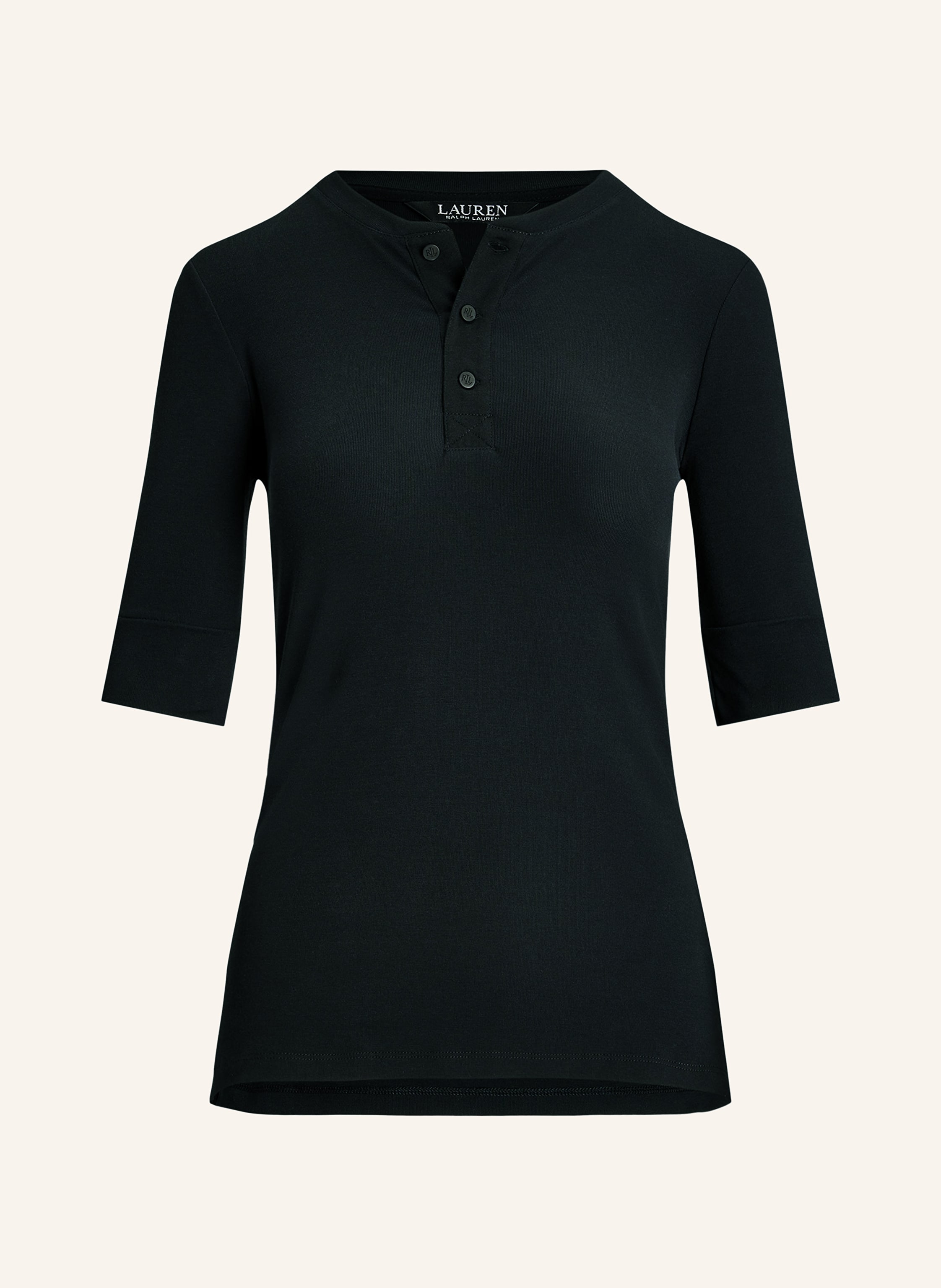 LAUREN RALPH LAUREN Henley shirt with 3 4 sleeves in black