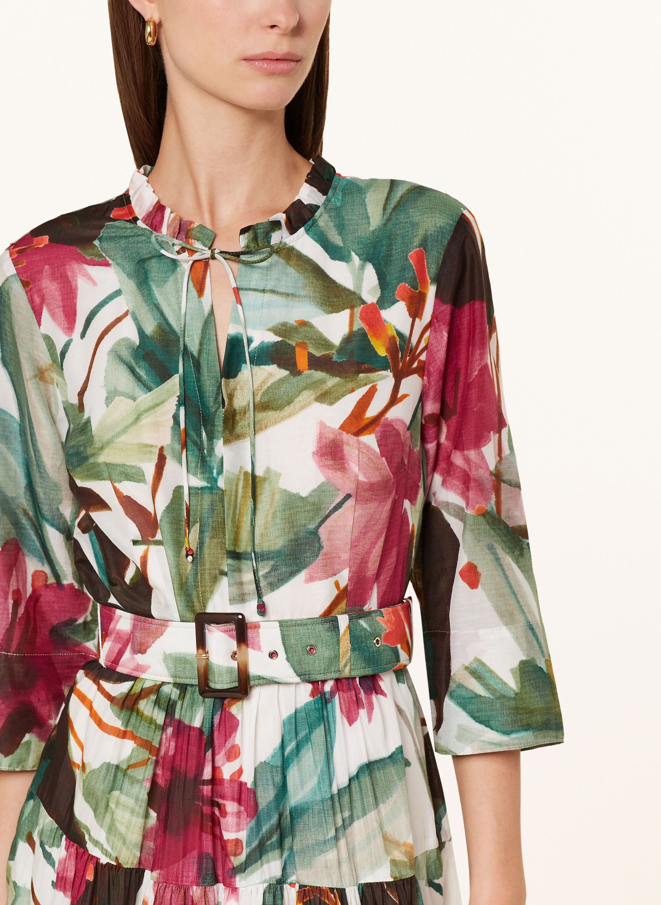 Thumbnail - Maryan Mehlhorn Strandkleid Mystic Aus Seide Mit 3/4-Arm gruen