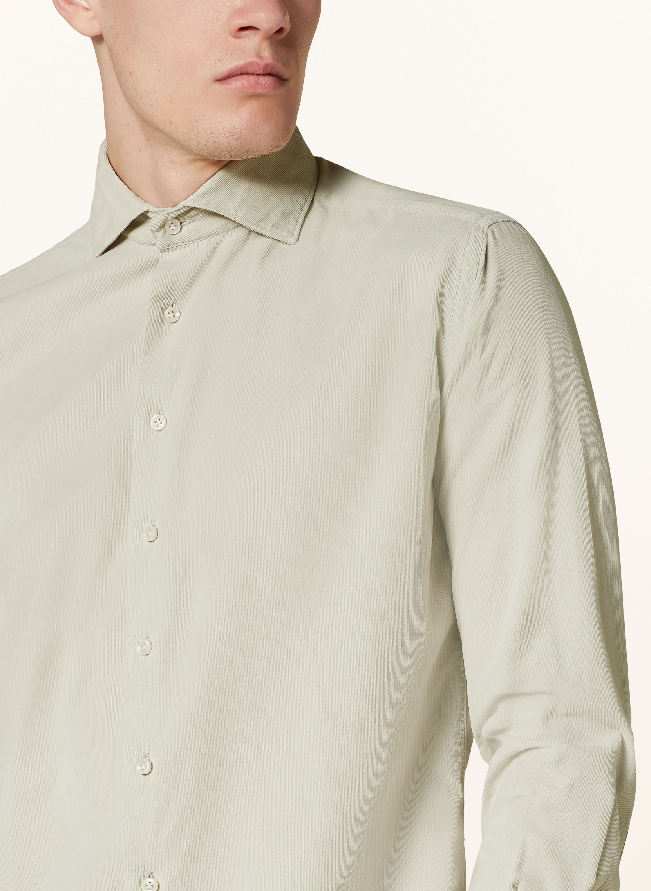 Thumbnail - Artigiano Cordhemd Classic Fit beige