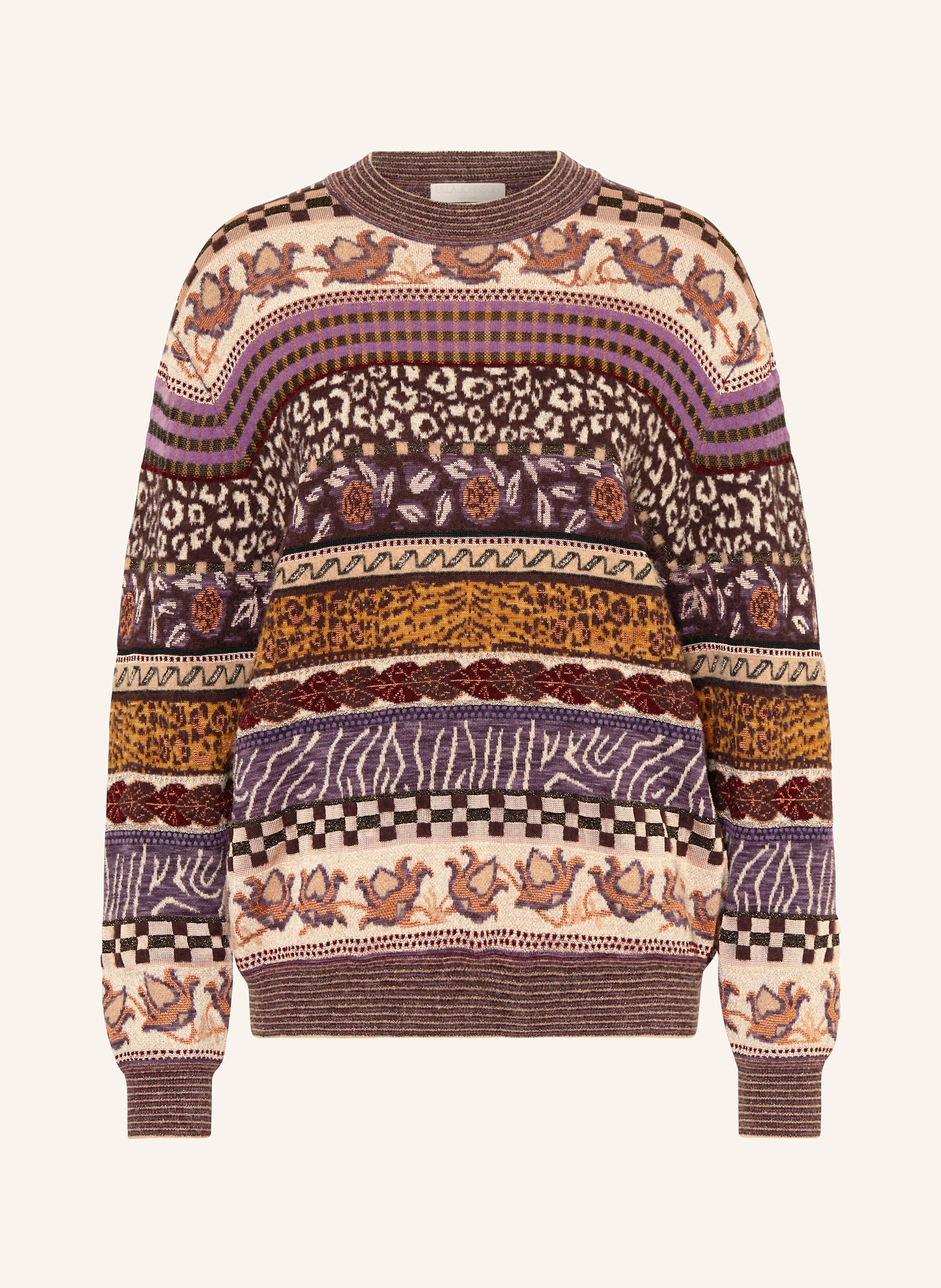 ULLA JOHNSON Sweater LARA with glitter thread in cream brown purple