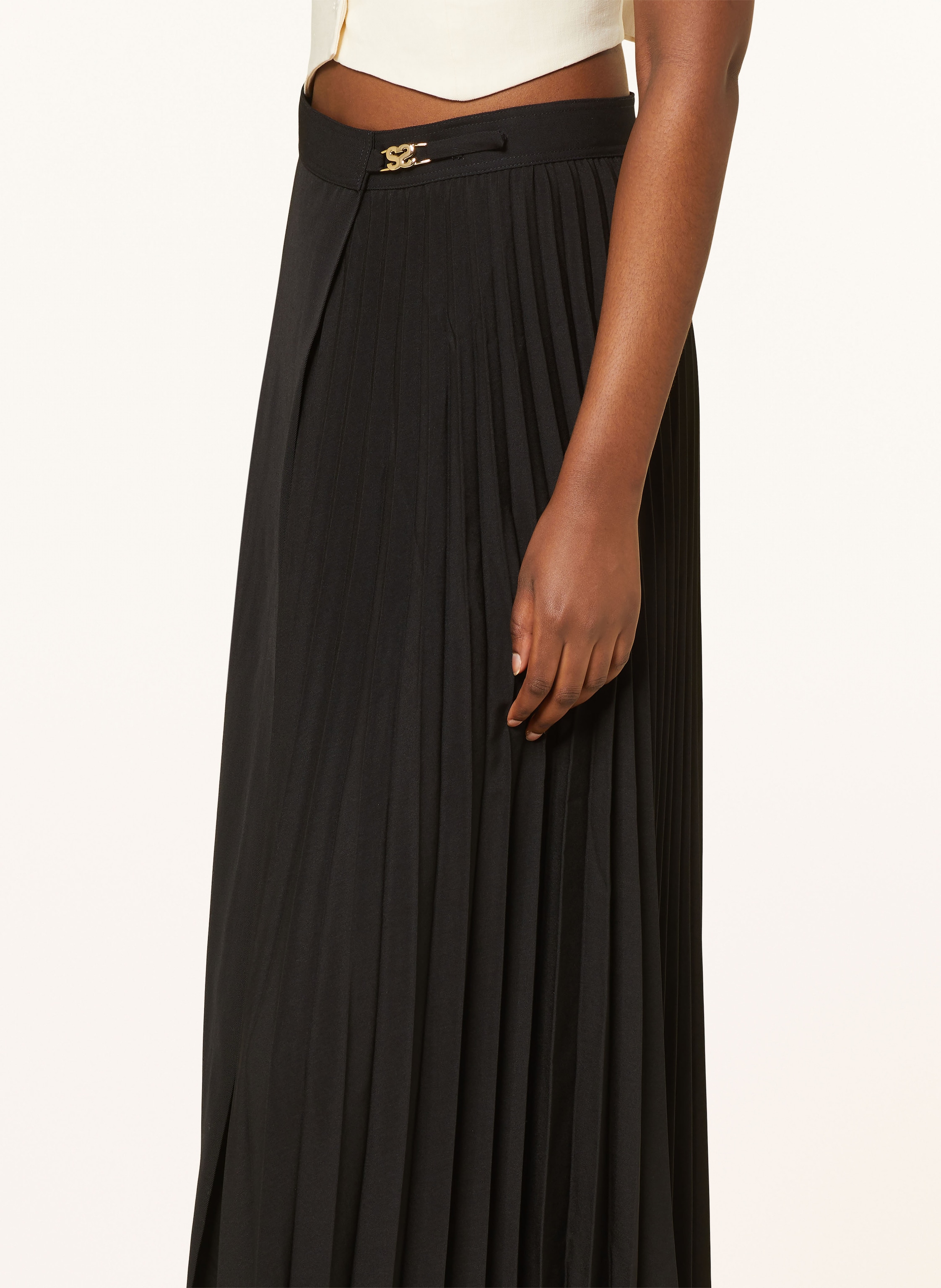 Thumbnail - Sandro Plisseerock In Wickeloptik schwarz