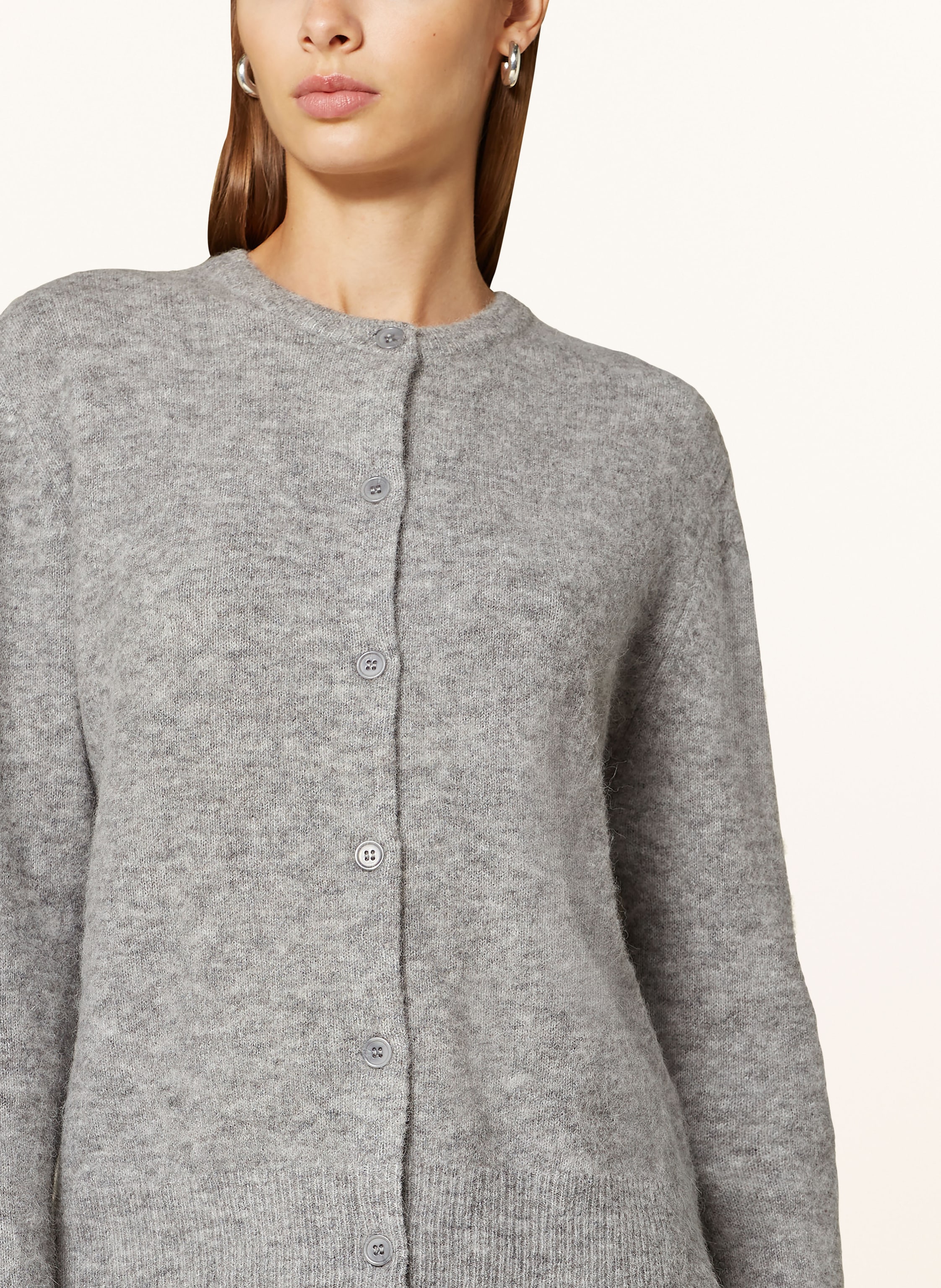 Thumbnail - Samsøe Samsøe Strickjacke Nor Mit Alpaka grau