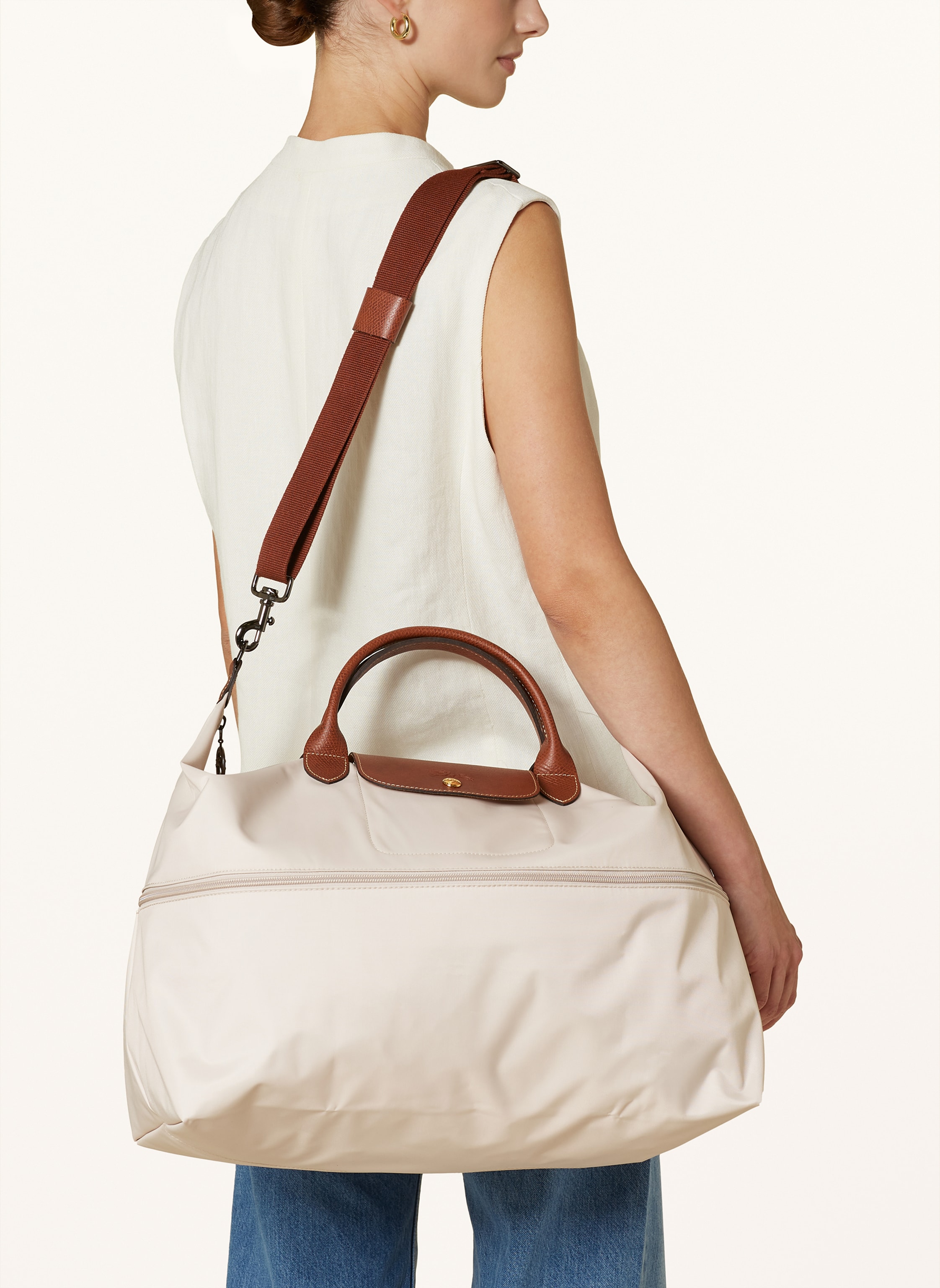 Thumbnail - Longchamp Weekender Le Pliage weiss