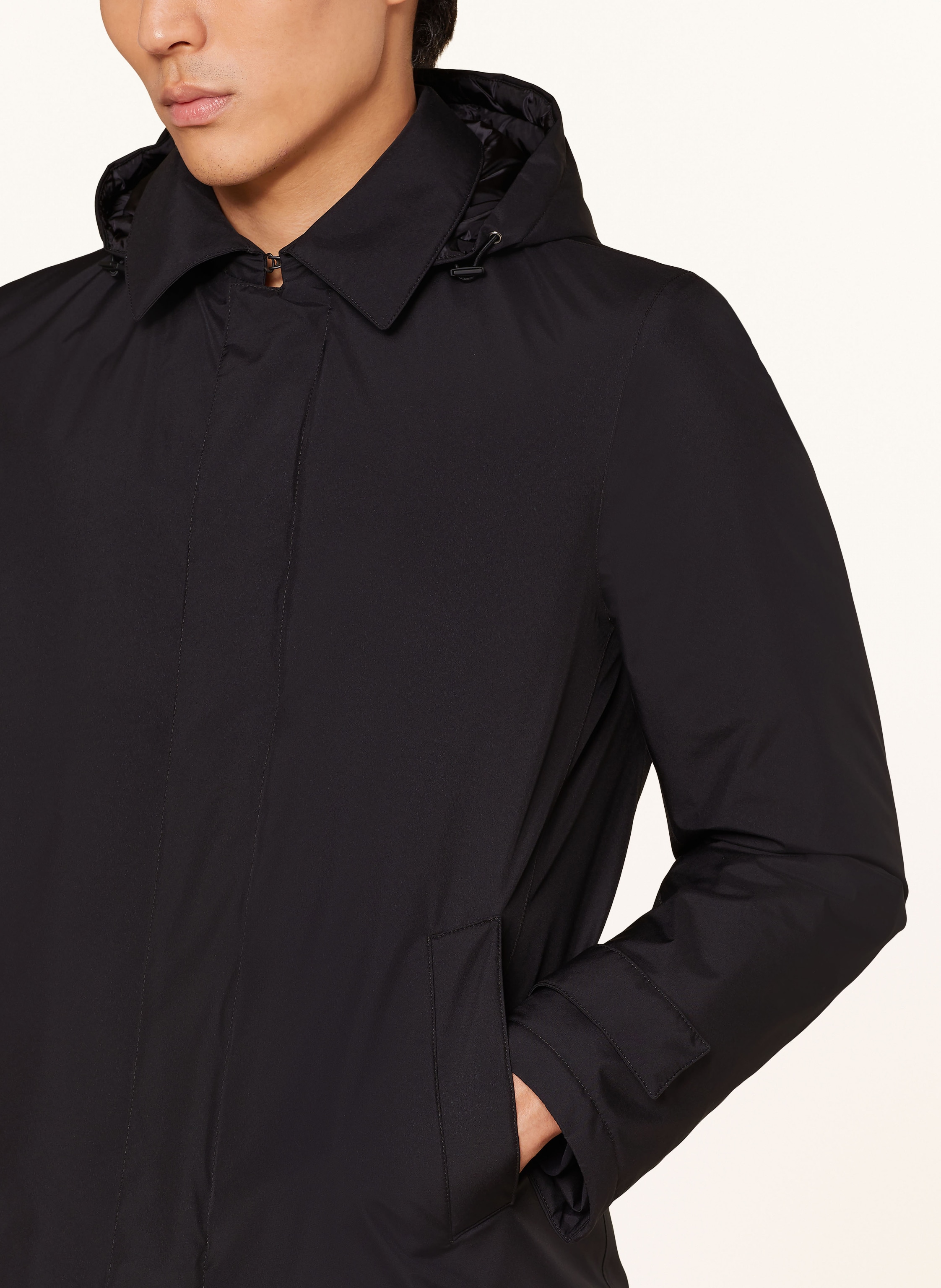 Thumbnail - Herno Laminar Lightweight-Daunenparka Mit Abnehmbarer Kapuze schwarz