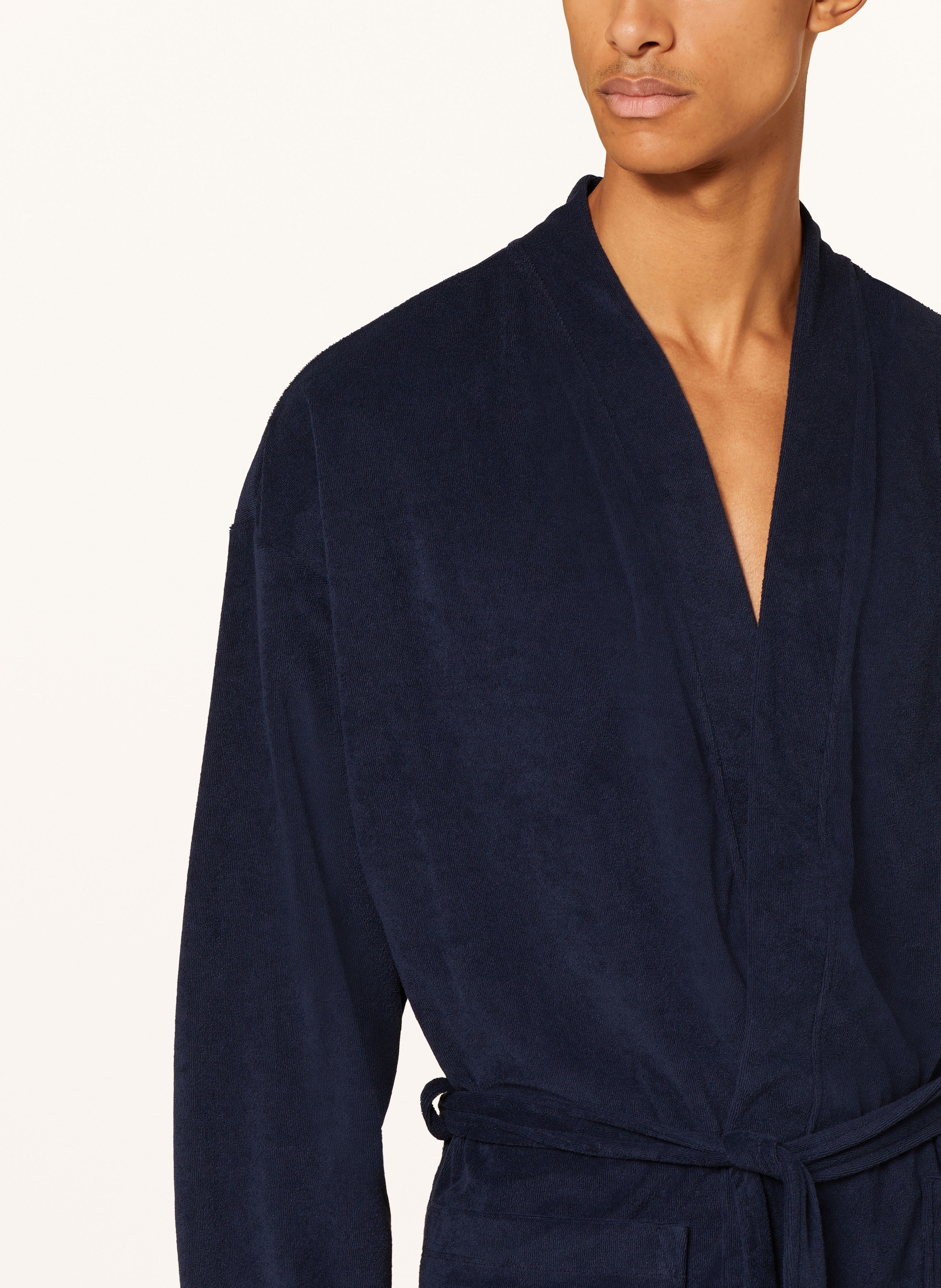 Thumbnail - Schiesser Herren-Bademantel Feather Terry blau