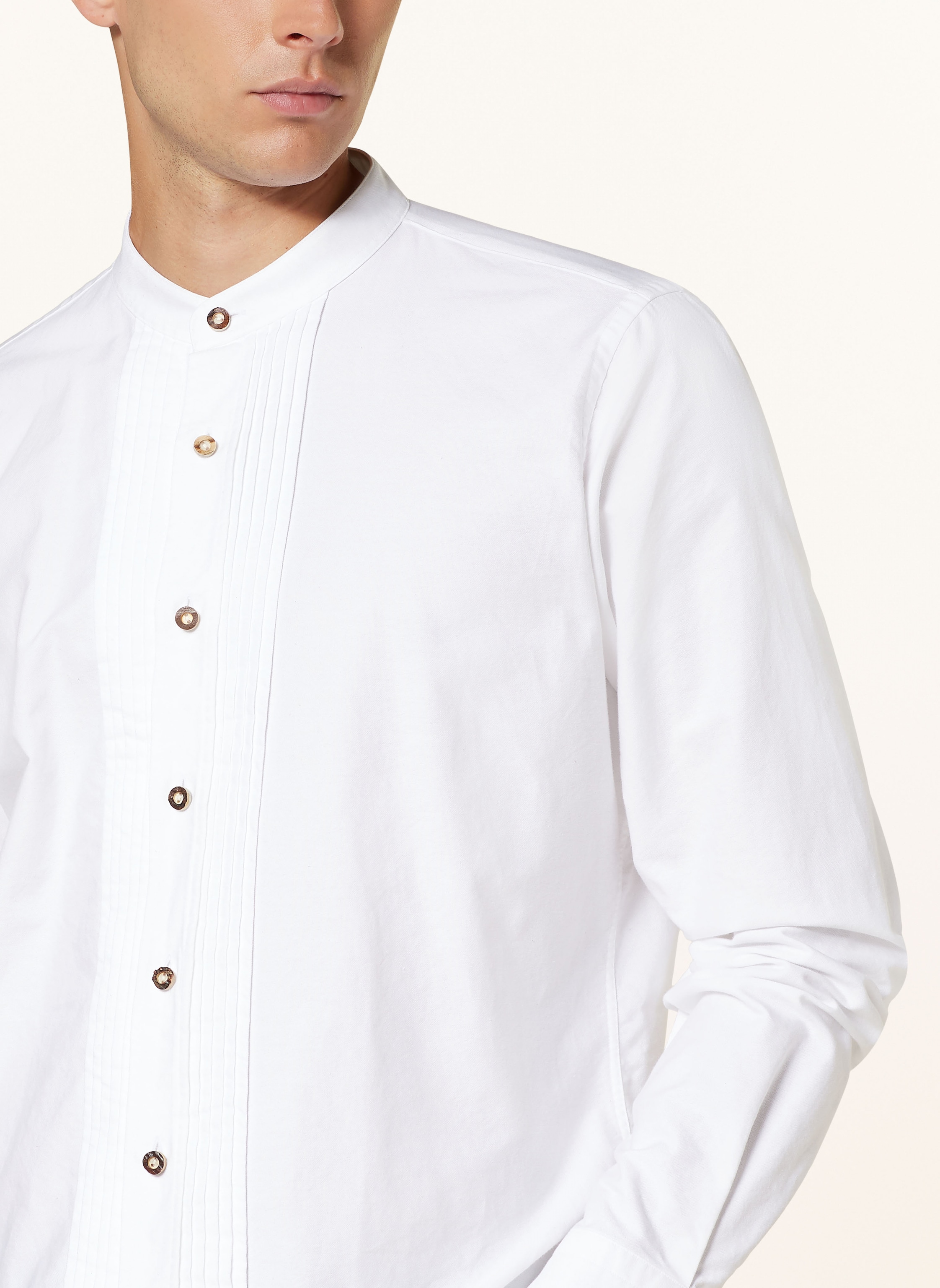 Thumbnail - du4 Trachtenhemd Fips Slim Fit Mit Stehkragen weiss