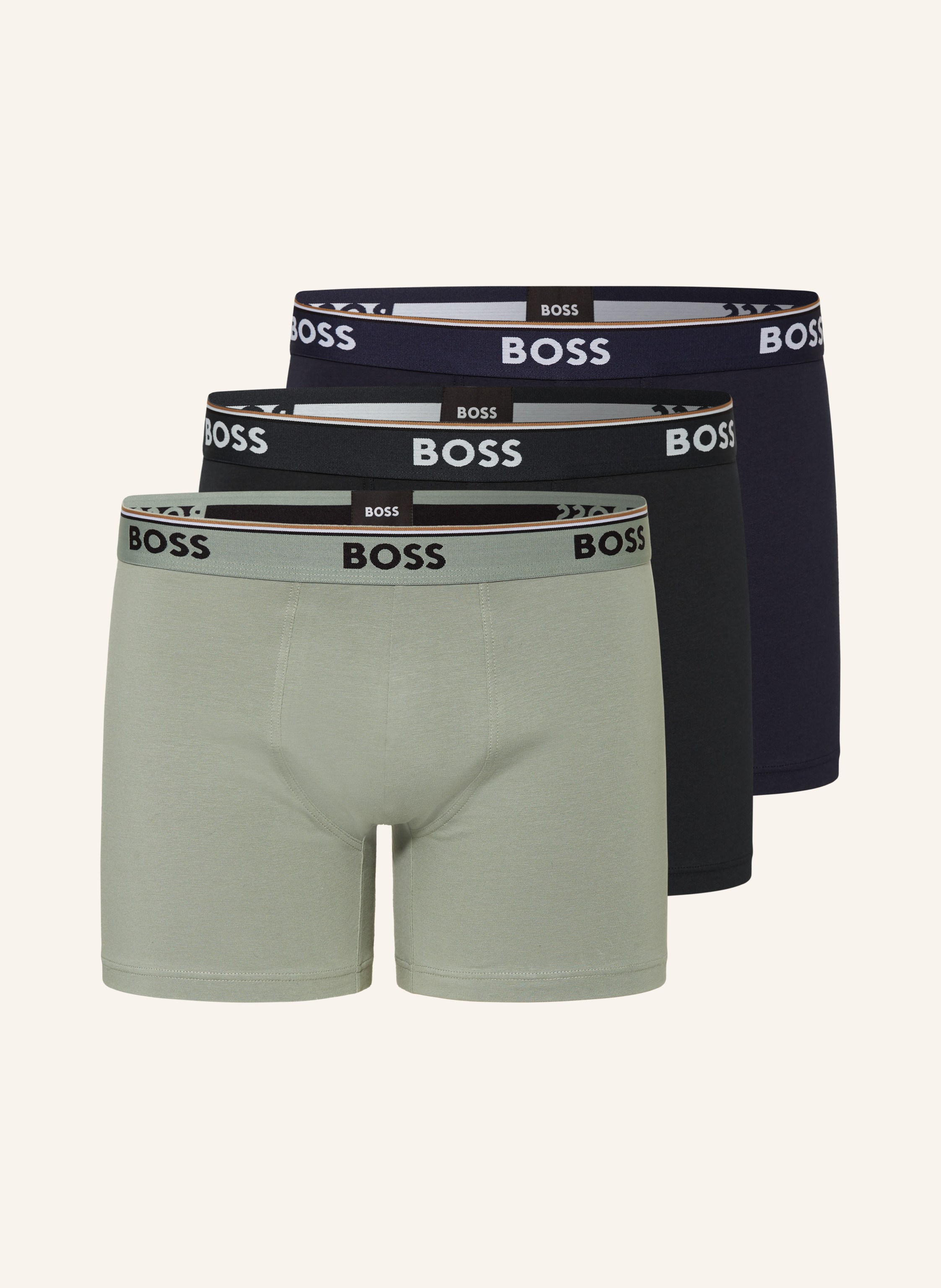 BOSS 3 pack boxer shorts POWER in black dark blue light green