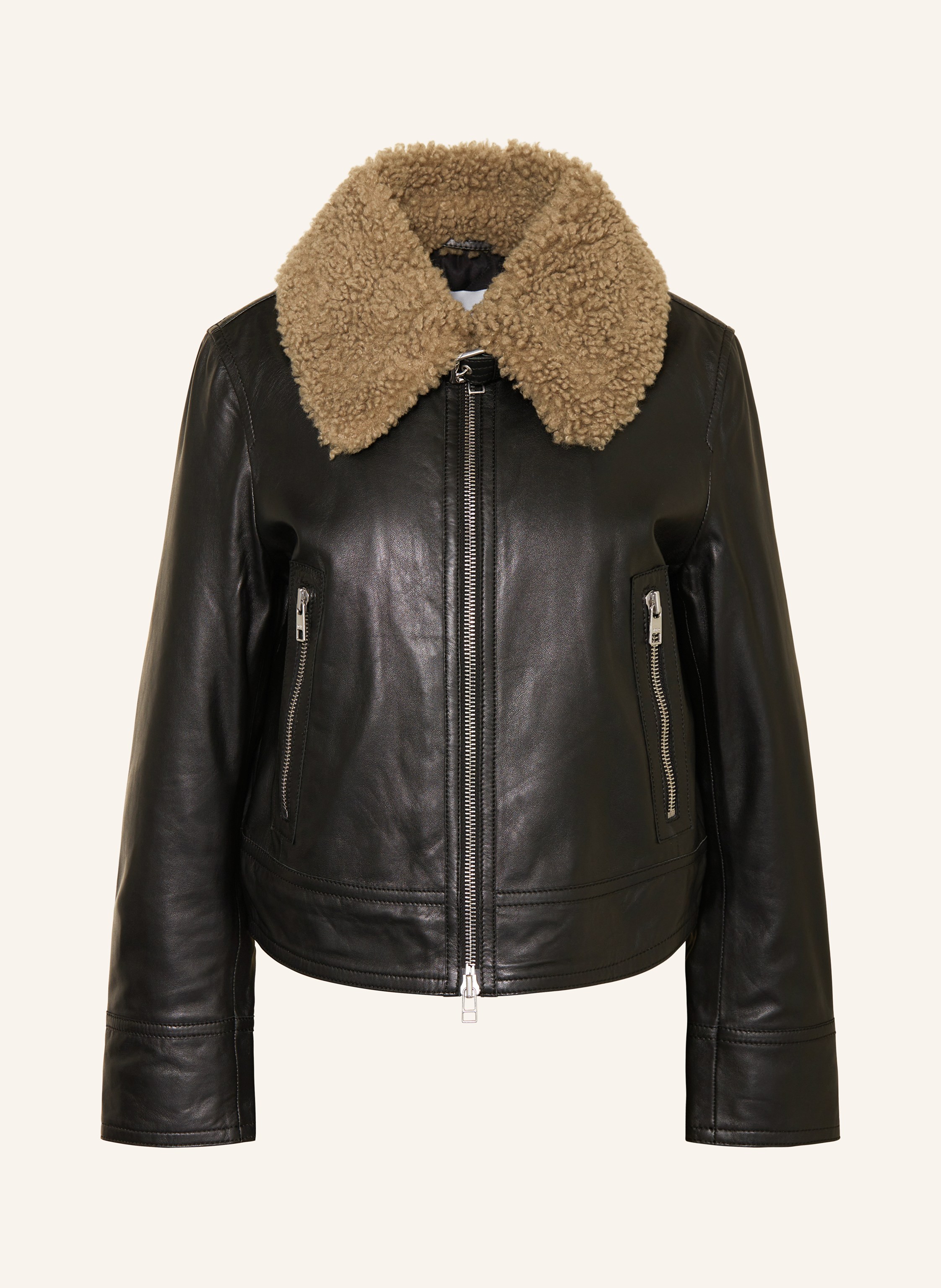 Black polo leather jacket clearance