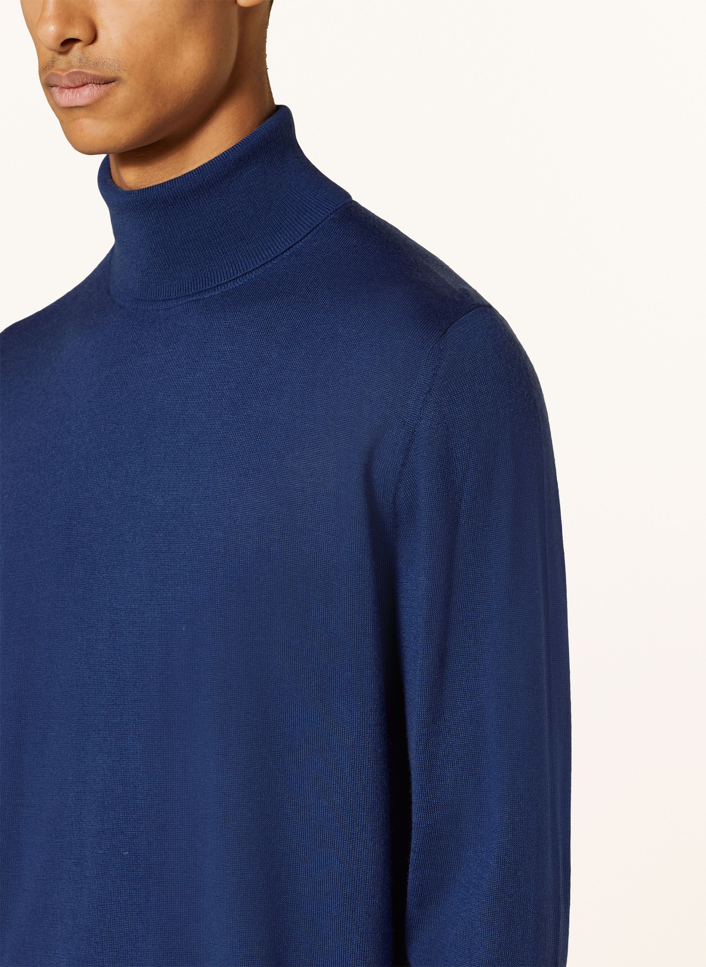 Thumbnail - Strokesman's Rollkragenpullover Aus Merinowolle blau