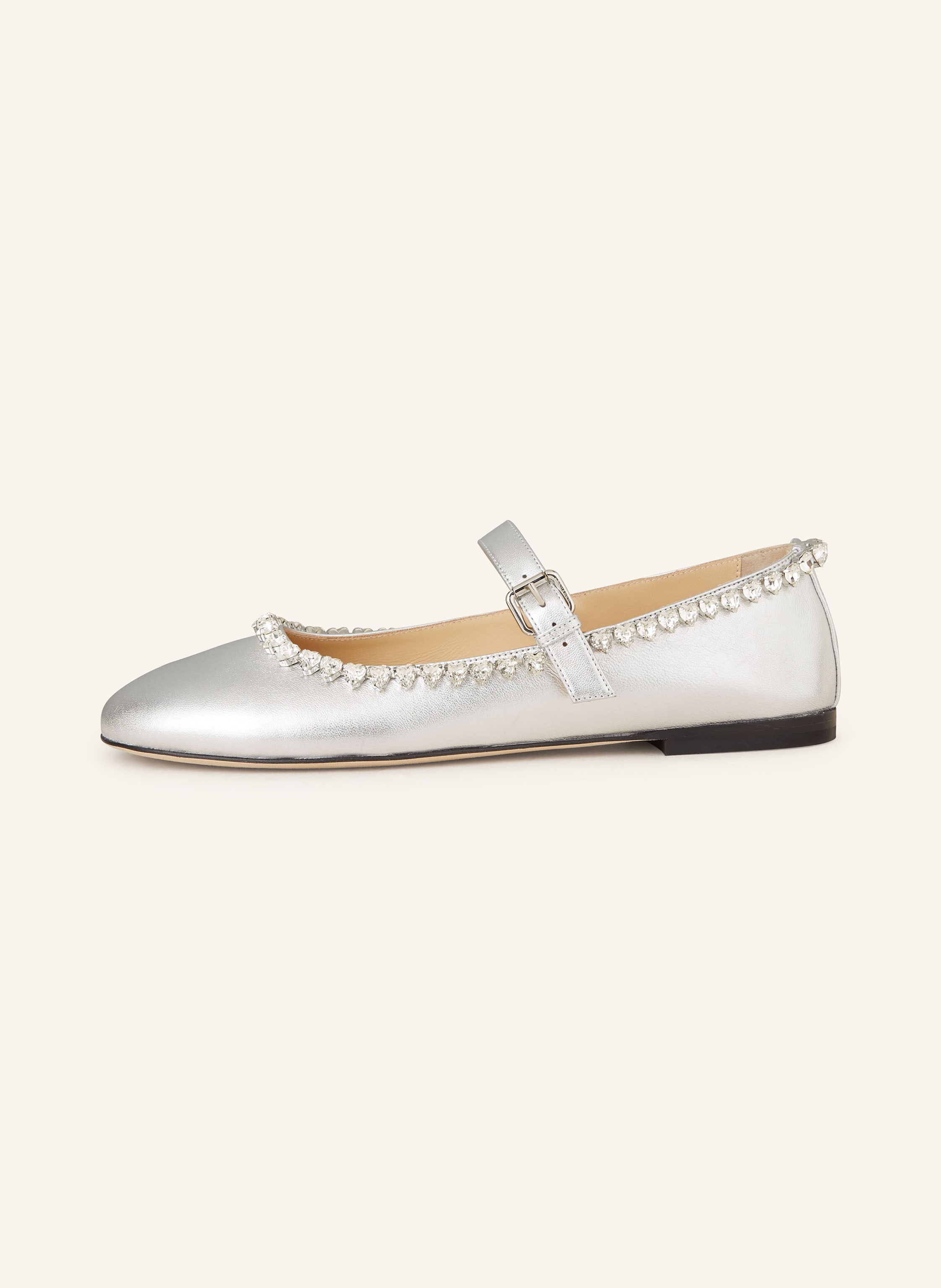 Thumbnail - Mach & Mach Mary-Jane-Ballerinas Audrey Mit Schmucksteinen silber